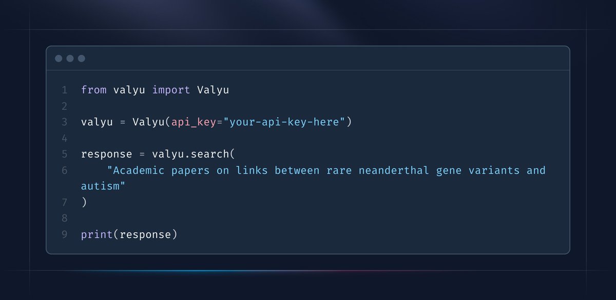 With the same API agents can search over academic papers 📝

All indexed for full-text multimodal retrieval, unlike traditional search apis that give you an abstract back at best.

It's not magic. It's <a href="/ValyuNetwork/">Valyu</a>