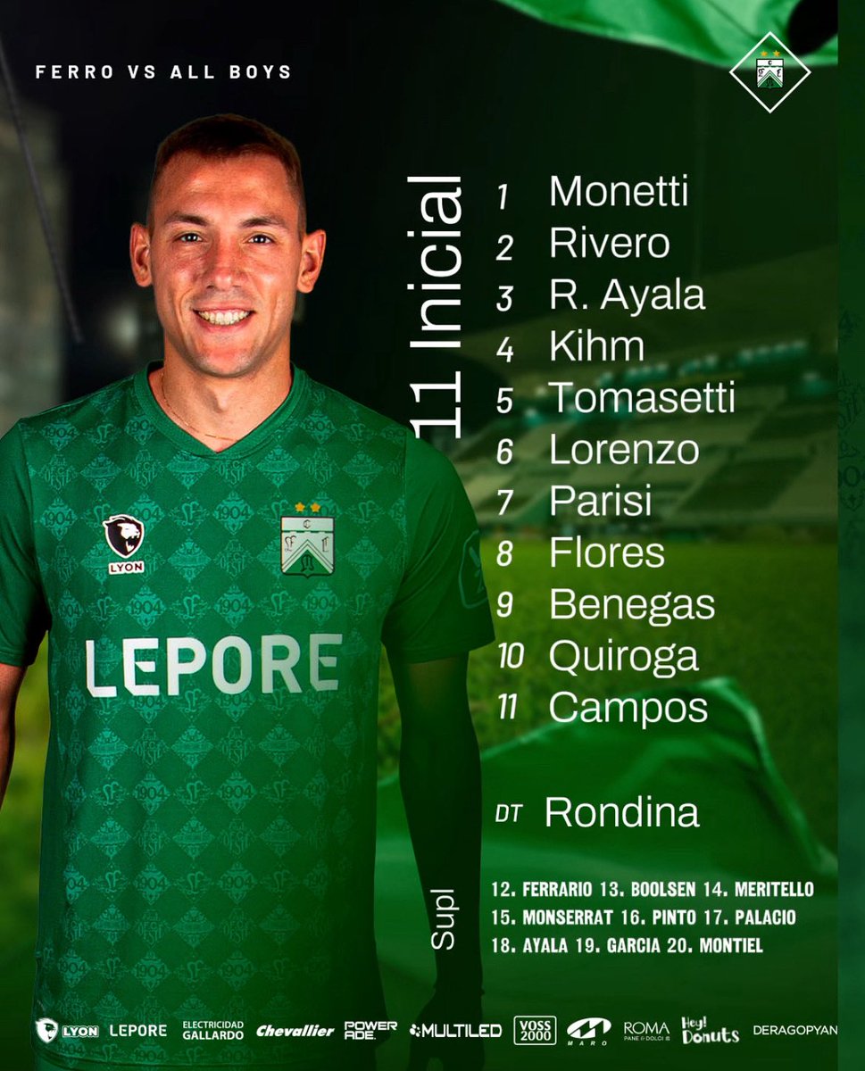 📋 ¡LOS 11 DE OESTE! 👊🏻

¡Así formará Ferro para enfrentar a All Boys!