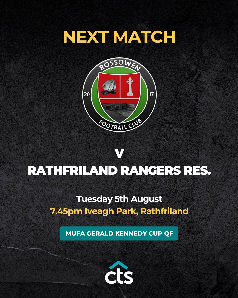 We will make the trip to Rathfriland on Tuesday evening for our Quarter Final tie ⚽️⚫️