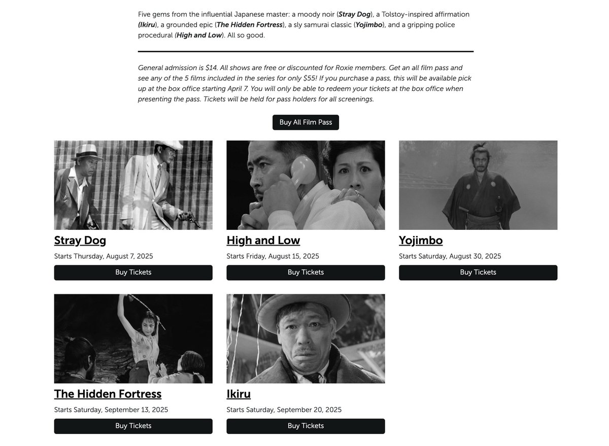 Akira Kurosawa watch party, v1

@ Roxie SF
Saturday, August 9th
DM and I'll add you to the gc