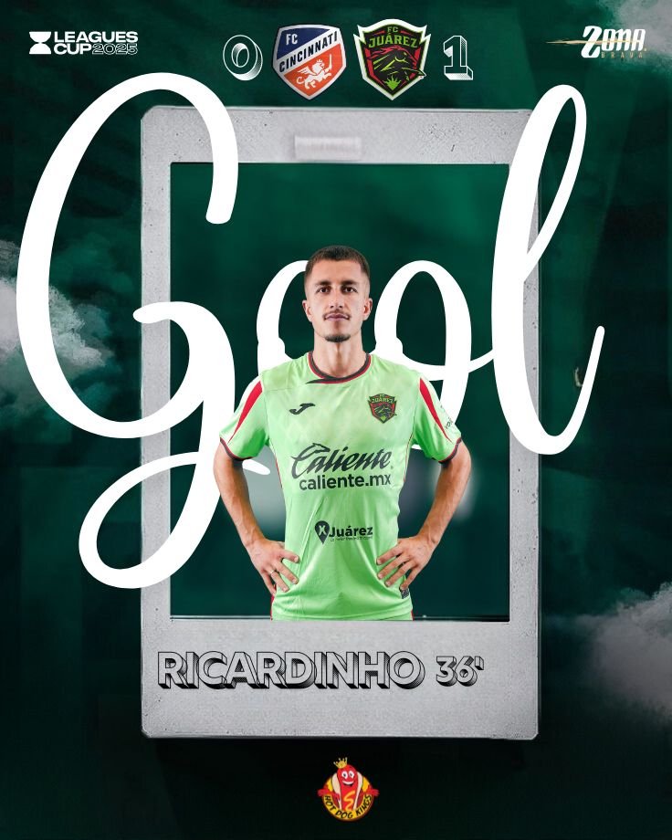 ⚽️GOL DE <a href="/fcjuarezoficial/">FC Juárez</a>⚽️

38' | Centro perfecto de Madson desde la banda derecha y 'Ricardinho' (#21) ganó en el corazón del área para definir de cabeza entre los defensas. ¡Juárez ya lo gana 1-0!

#ZonaBravaInforma #ContigoMásBravos #JuarezEsElNumberOne #FCJuárez #LeaguesCup