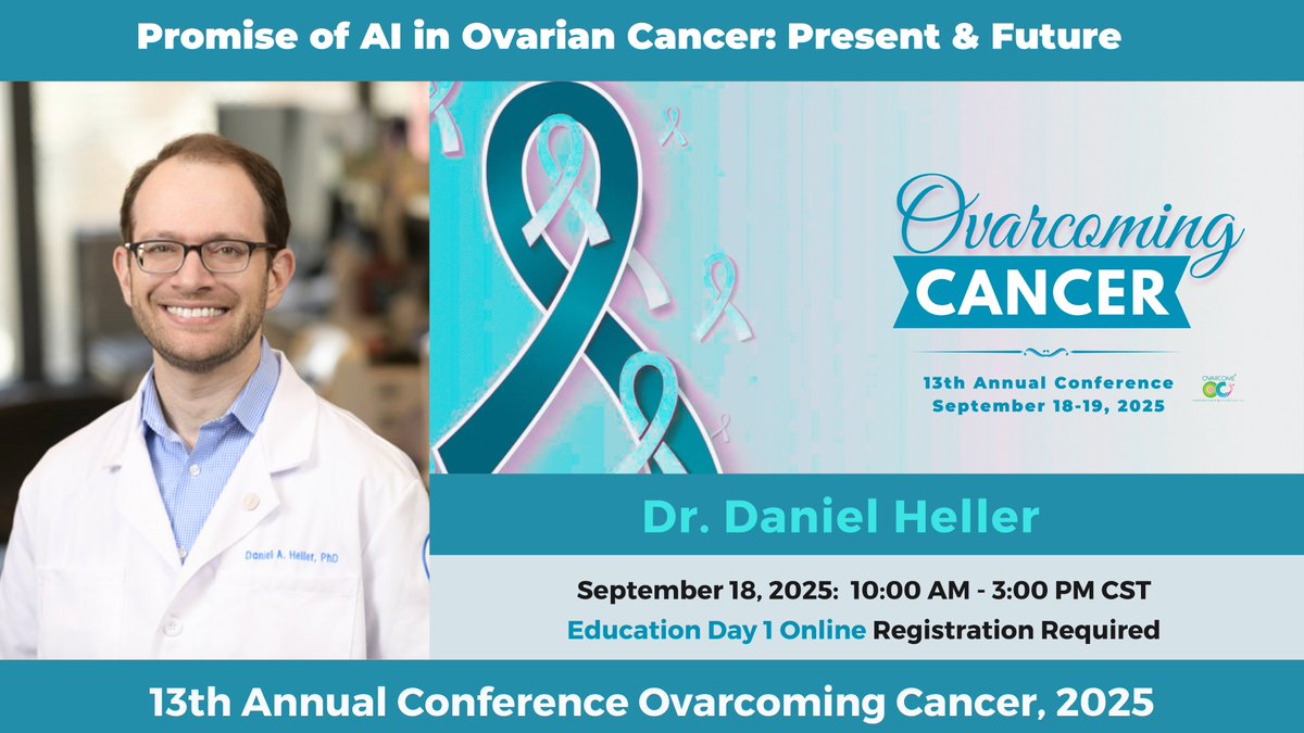 Ovarcome (@ovarcome) on Twitter photo RSVP: ovarcome.org/events/ovarcom…
We are thrilled to announce our 3rd featured Speaker Dr. <a href="/Dan_A_Heller/">Daniel Heller</a> joining us to share groundbreaking insights on the Promise of AI in Ovarian Cancer.
Join us for our 2 day conference filled with information, insights, & inspiration! #OvarCon25 RSVP: ovarcome.org/events/ovarcom…
We are thrilled to announce our 3rd featured Speaker Dr. <a href="/Dan_A_Heller/">Daniel Heller</a> joining us to share groundbreaking insights on the Promise of AI in Ovarian Cancer.
Join us for our 2 day conference filled with information, insights, & inspiration! #OvarCon25