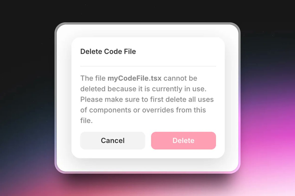 framerlabs's tweet image. Ever hit a blocker when trying to remove a code file in Framer? Here&apos;s a fix 👇🧵
