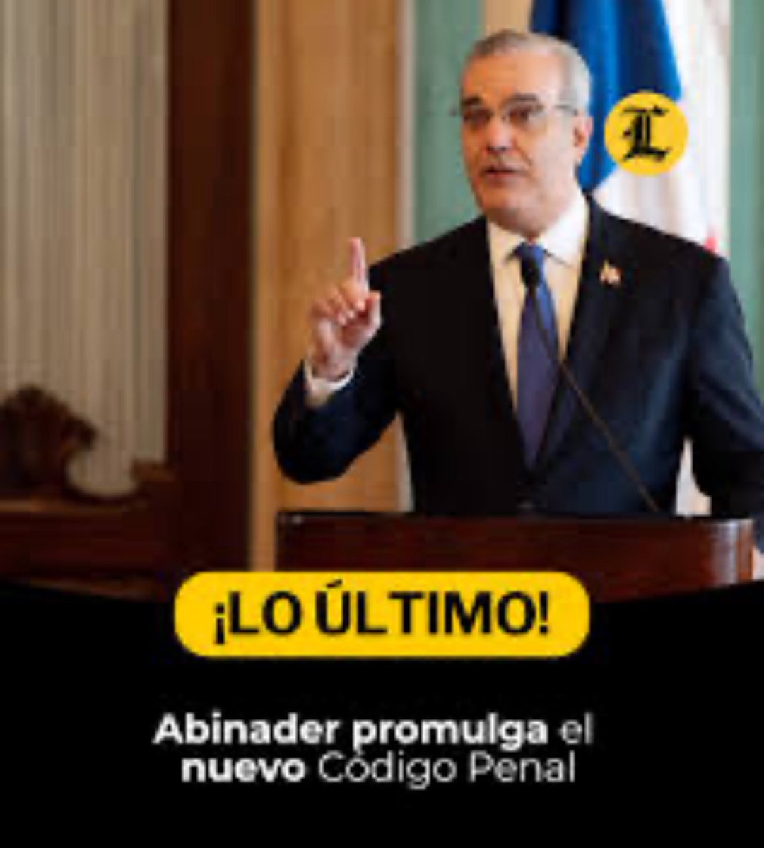Felicito al P. <a href="/luisabinader/">Luis Abinader</a> que acaba de promulgar la Ley 74-25 que instituye la Ley Orgánica del Código Penal de la República Dominicana, es un acto de responsabilidad política que se acoge a la Constitución de la RD.  Nadie se vaya a creer que la batalla terminó, el escenario