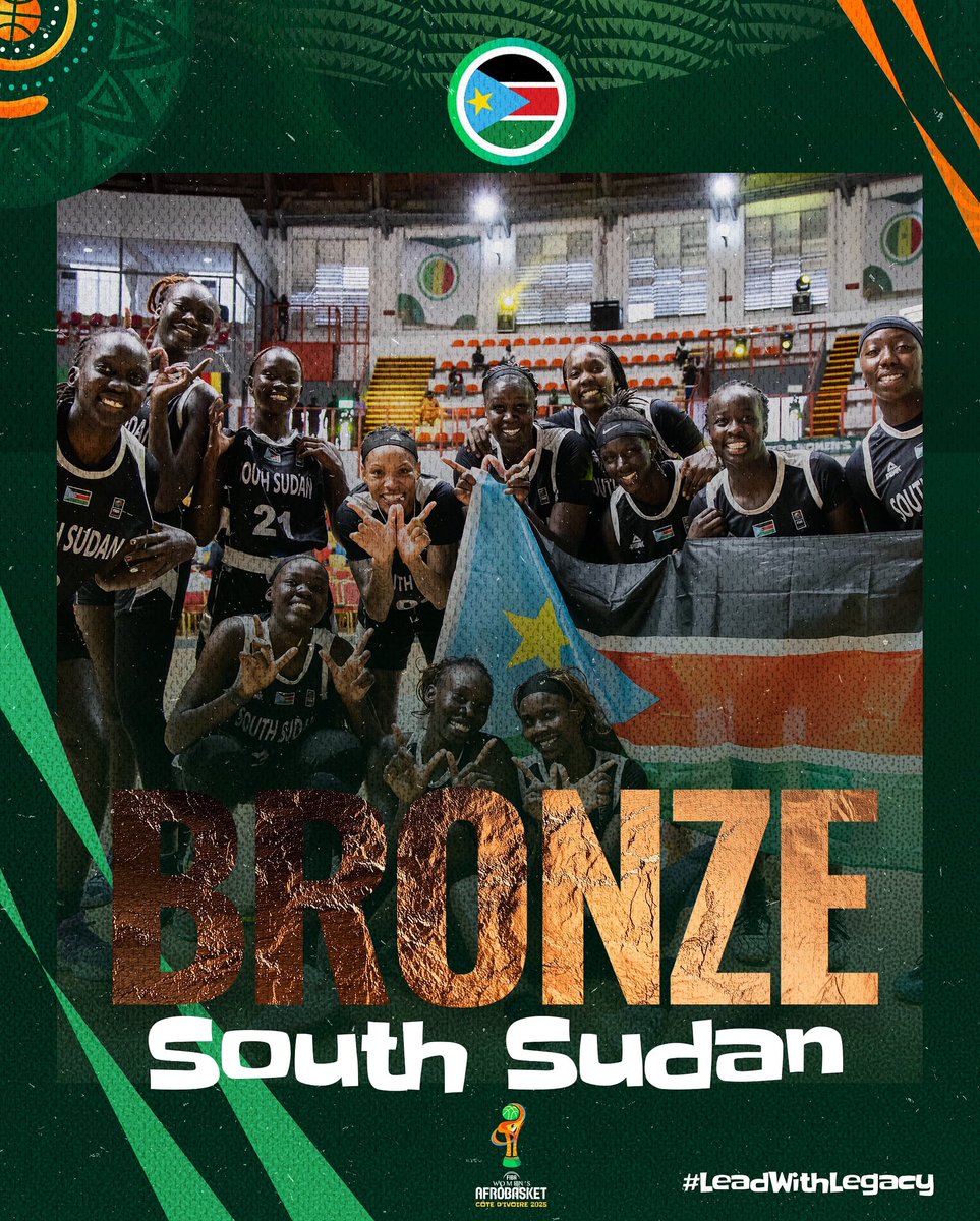 Sudan del Sur  🇸🇸 es el primer país debutante en el #AfroBasketWomen en lograr una medalla (Bronce)  y clasificarse para #FIBAWWC .
Enhorabuena a <a href="/albertoantuna91/">Alberto Antuña</a>
y <a href="/fisiojoseda/">joseda</a> (fisio de <a href="/Palencia_Basket/">Súper Agropal Palencia</a>) por hacer historia en el basket.
Gran trabajo chicos.
#ExMorados