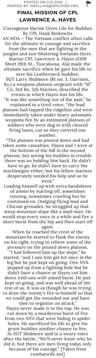 Please take a few minutes to read about Lawrence. 

56 years ago today. 

Hero.🇺🇸
