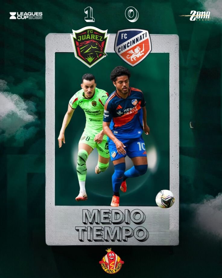 ⏱️¡DESCANSO EN CINCINNATI!⏱️

<a href="/fcjuarezoficial/">FC Juárez</a>🐎💚 se va al vestidor con ventaja gracias al cabezazo de 'Ricardinho'. Los #Bravos han resistido la presión de <a href="/fccincinnati/">FC Cincinnati</a> que ha tratado empatar.

#ZonaBravaInforma #ContigoMásBravos #JuarezEsElNumberOne #FCJuárez #LeaguesCup