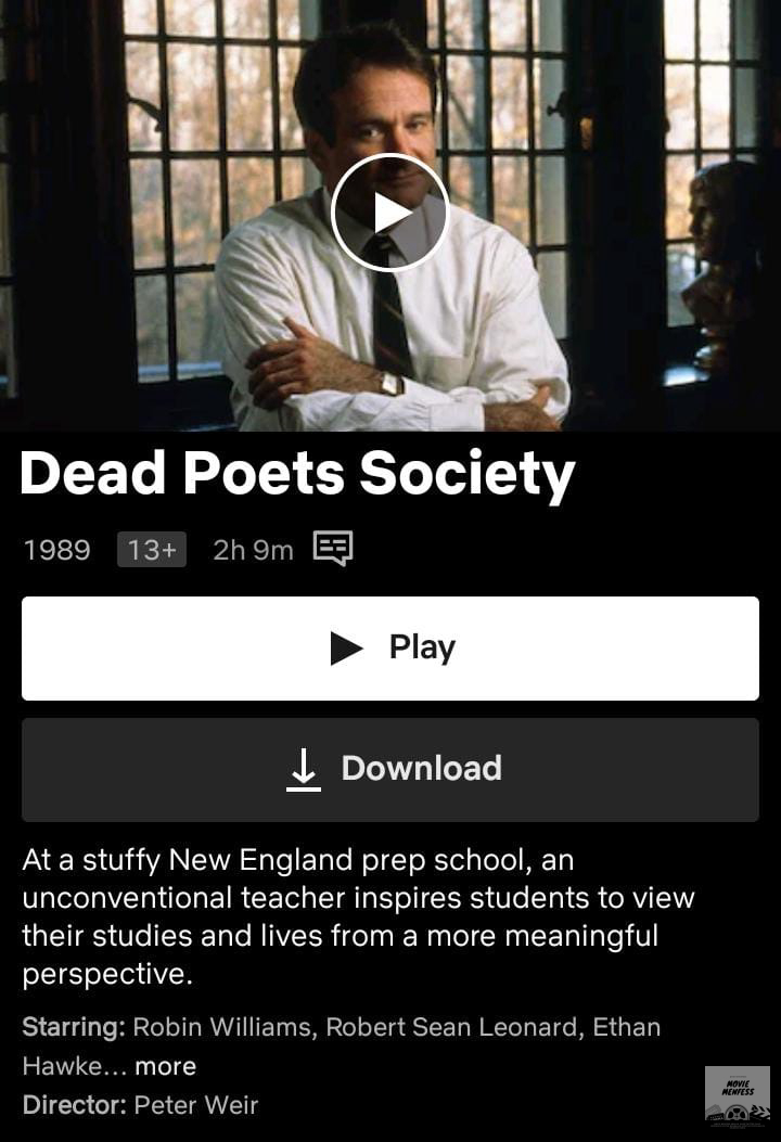 mvs dead poets society was recently added (again) to netflix