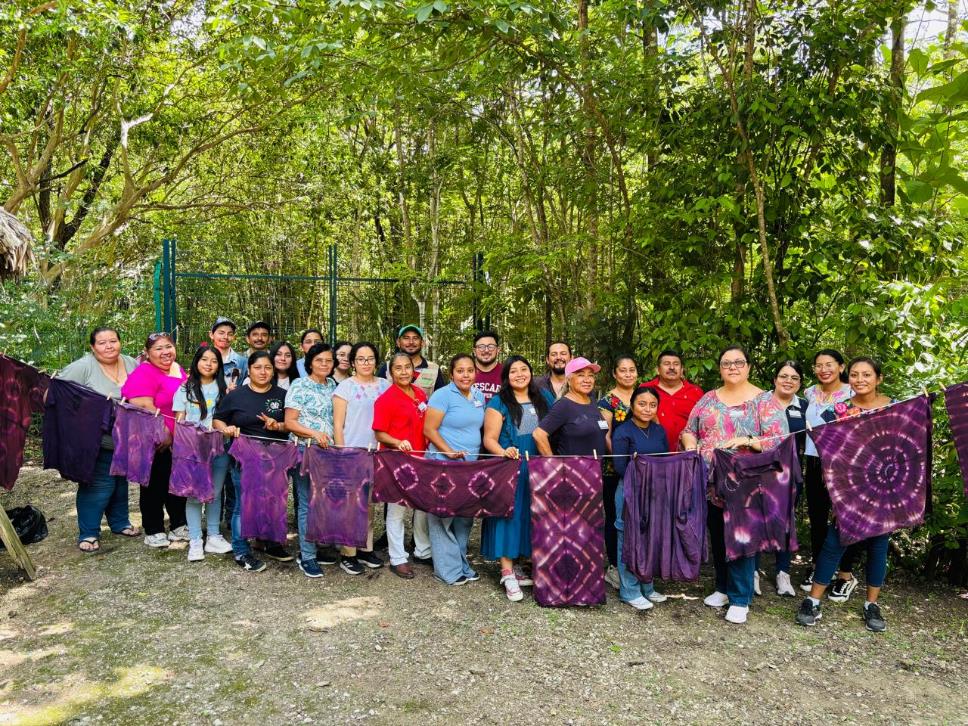 En el CITTFOR, en #Campeche se llevó a cabo el taller “Uso sostenible de recursos ecológicos locales: teñido textil con palo de Campeche”, donde 23 personas🙋‍♀️🙋‍♂️ (en su mayoría artesanas) exploraron técnicas tradicionales y sostenibles de teñido textil🎨👕.