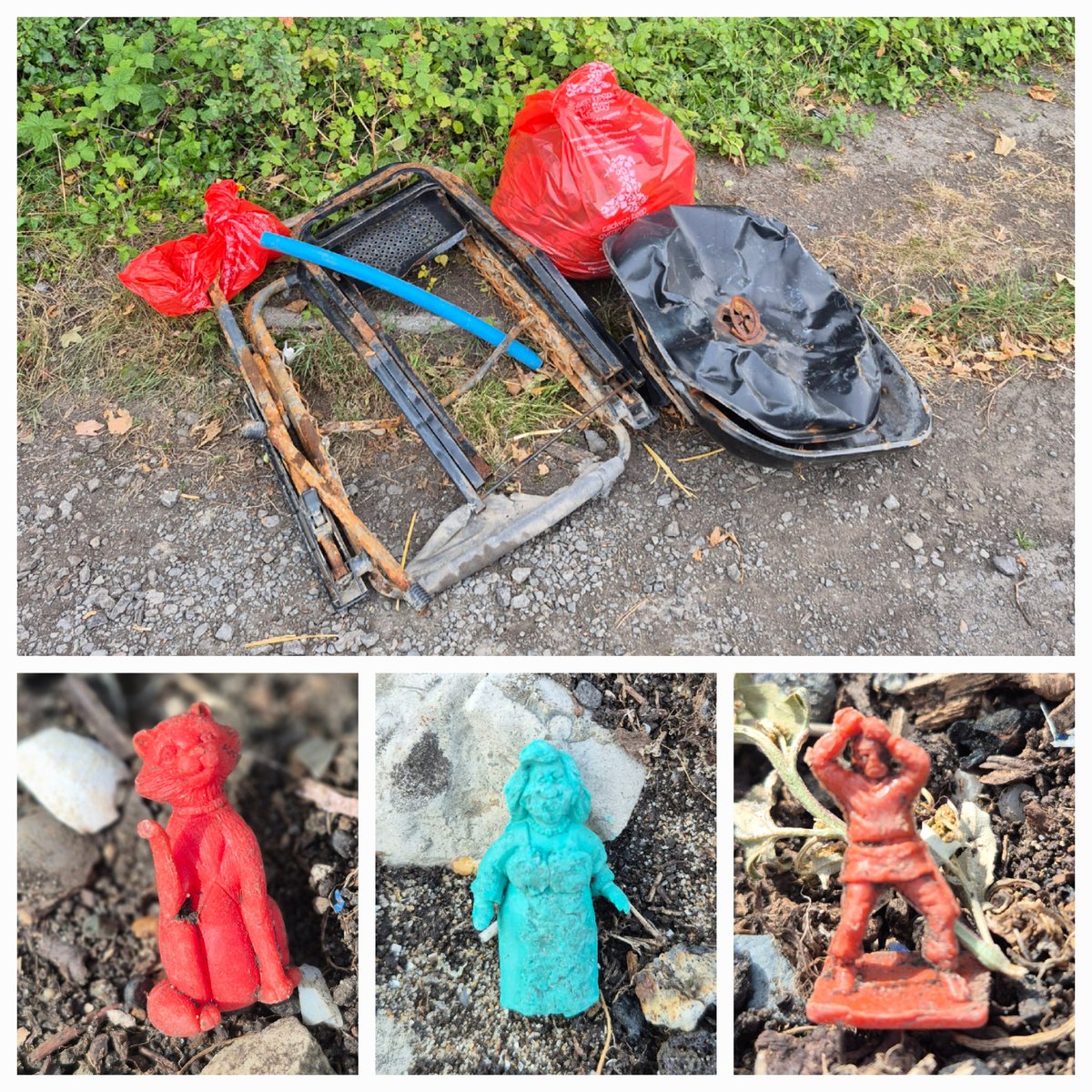 Kittylitterpic1's tweet photo. A last minute pick at #Aberthaw beach today. Too much to show in 4 photos but lots of #plasticpollution.  A hard walk uphill on the way back toing and froing with a bag of litter, a bbq base, a bbq &amp; folding chair 🥴. #smartielidsonthebeach #beachpick #flotsamarmy #keepwalestidy https://t.co/6Q1vGTNcFX