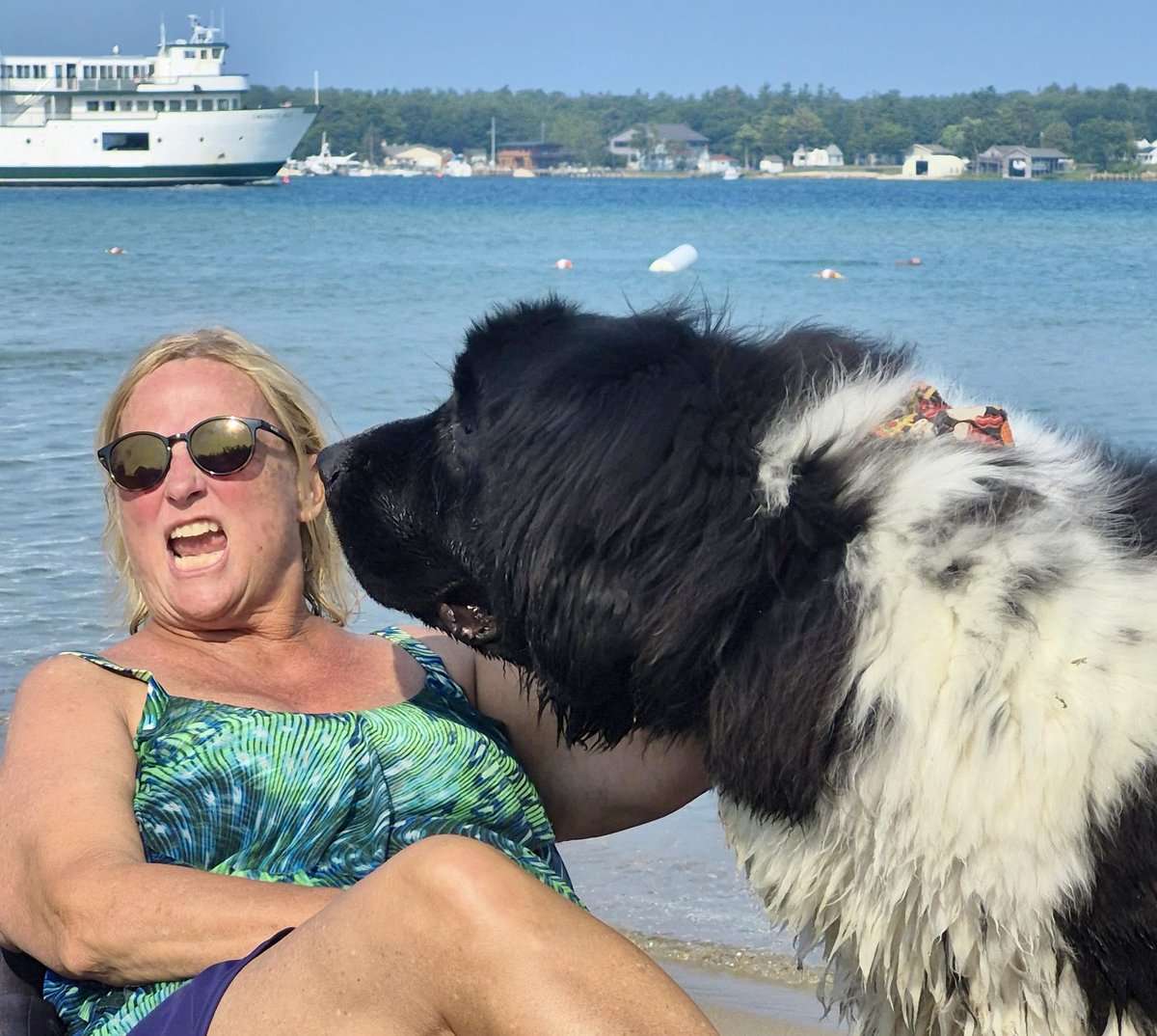 Connie says she doesn’t like dogs but she met this dog on the beach today and I think they connected!