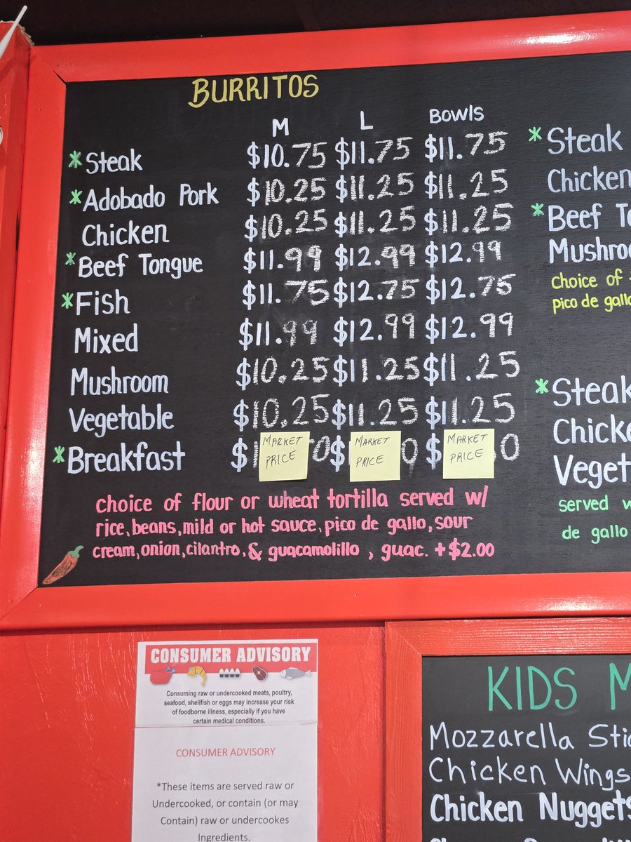 a_gwei's tweet photo. Seen at a taco shop near me

Egg burrito is "Market Price"

Feels like sth from @NeerajKA https://t.co/MjdS2BXncZ