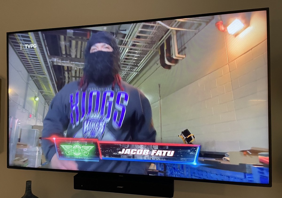 Jacob Fatu in <a href="/SacramentoKings/">Sacramento Kings</a> merch #SummerSlam