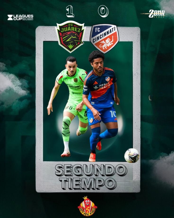 Zona Brava MX (@zonabravamx) on Twitter photo 🔁 ¡ARRANCA LA SEGUNDA MITAD!
<a href="/fcjuarezoficial/">FC Juárez</a>🐎💚 ya juega los últimos 45 minutos ante <a href="/fccincinnati/">FC Cincinnati</a> en busca de sellar su segundo triunfo en la <a href="/LeaguesCup/">Leagues Cup</a> 2025.
#ZonaBravaInforma #ContigoMásBravos #JuarezEsElNumberOne #FCJuárez #LeaguesCup 🔁 ¡ARRANCA LA SEGUNDA MITAD!
<a href="/fcjuarezoficial/">FC Juárez</a>🐎💚 ya juega los últimos 45 minutos ante <a href="/fccincinnati/">FC Cincinnati</a> en busca de sellar su segundo triunfo en la <a href="/LeaguesCup/">Leagues Cup</a> 2025.
#ZonaBravaInforma #ContigoMásBravos #JuarezEsElNumberOne #FCJuárez #LeaguesCup