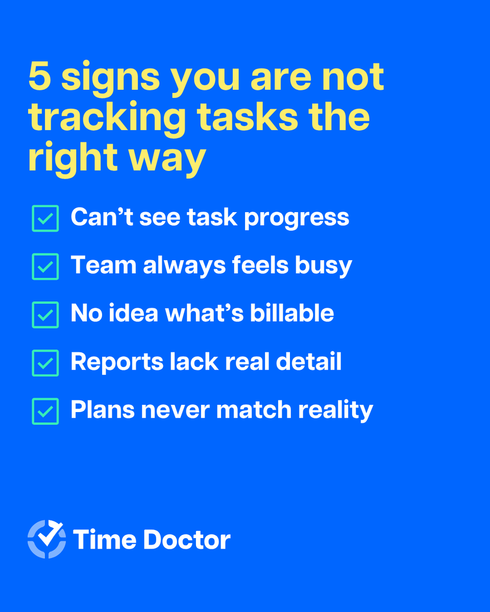 You’re tracking time, but are you tracking the right things?

If your reports feel vague or your projects keep slipping, the real issue might be your workflow. 

Here are 5 signs your current tracking system isn’t working:
hubs.ly/Q03z78zJ0