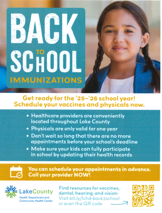 📚💉 Back-to-School Immunizations – Schedule today! ✅ Physicals valid for a year. 🔗 Resources: bit.ly/lchd-back2scho… #BackToSchool #FoxLakeIL #LakeCountyHealth #SchoolReady #Vaccines #StudentHealth