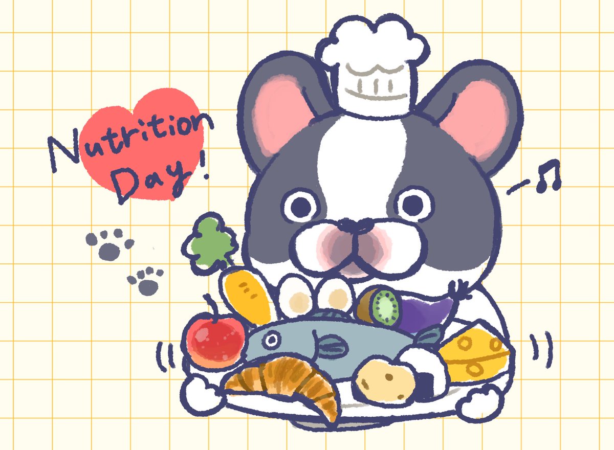 今日は栄養の日🍆🍅🌽バランスがだいじ！
#illustration  #イラスト  #フレンチブルドッグ #フレブル #frenchbulldog #ゆるい絵 #ゆるいイラスト #絵柄が好みって人にフォローされたい #栄養の日 #今日は何の日