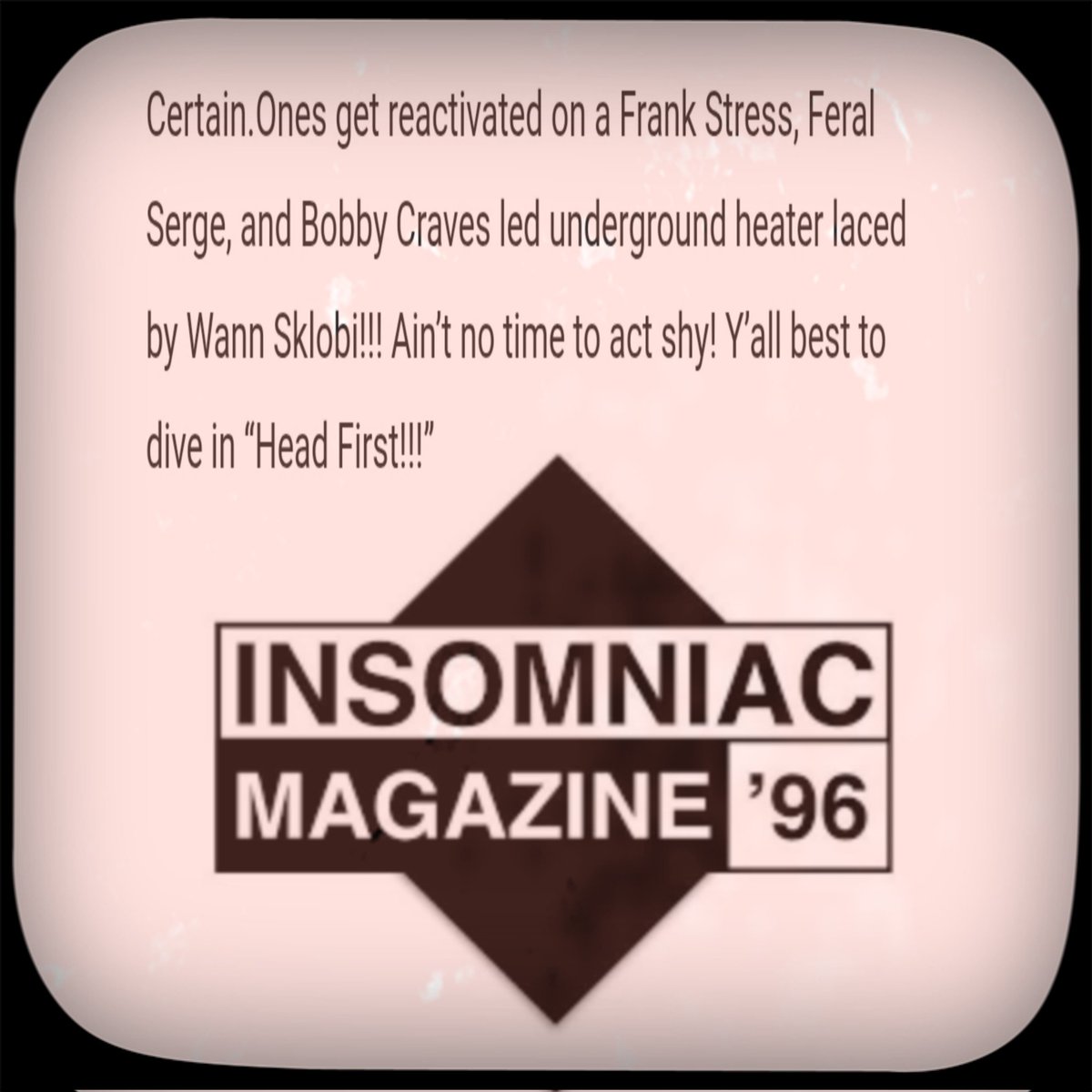 CERTAIN.ONES (@certainones) on Twitter photo <a href="/insommagsince96/">@insommagsince96</a> always holding it down since day one... preciate you fellas to tha utmost 🤜🏼💯🤛🏿
SALUTE #ONESBRIGADE
•
<a href="/CERTAINONES/">CERTAIN.ONES</a> ★ HEAD FIRST
#stress <a href="/SergeBoogski/">Feral Serge ⚖️</a> <a href="/BobbyCraves/">Bobby Craves</a>
<a href="/WannSklobi/">Wann Sklobi(6th Man)</a> on tha beat
🔻🔻🔻🔻🔻
certainones.bandcamp.com/track/head-fir… <a href="/insommagsince96/">@insommagsince96</a> always holding it down since day one... preciate you fellas to tha utmost 🤜🏼💯🤛🏿
SALUTE #ONESBRIGADE
•
<a href="/CERTAINONES/">CERTAIN.ONES</a> ★ HEAD FIRST
#stress <a href="/SergeBoogski/">Feral Serge ⚖️</a> <a href="/BobbyCraves/">Bobby Craves</a>
<a href="/WannSklobi/">Wann Sklobi(6th Man)</a> on tha beat
🔻🔻🔻🔻🔻
certainones.bandcamp.com/track/head-fir…