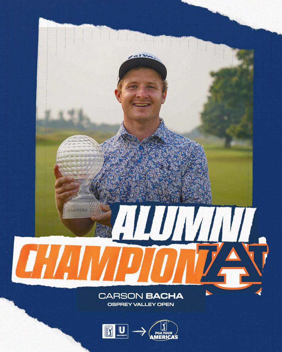 PGA TOUR University (@pgatouru) on Twitter photo Win No. 1 on <a href="/PGATOURAmericas/">PGA TOUR Americas</a> 🏆
<a href="/AuburnMGolf/">Auburn Men's Golf</a> alum Carson Bacha gets it down in just his fourth start! Win No. 1 on <a href="/PGATOURAmericas/">PGA TOUR Americas</a> 🏆
<a href="/AuburnMGolf/">Auburn Men's Golf</a> alum Carson Bacha gets it down in just his fourth start!