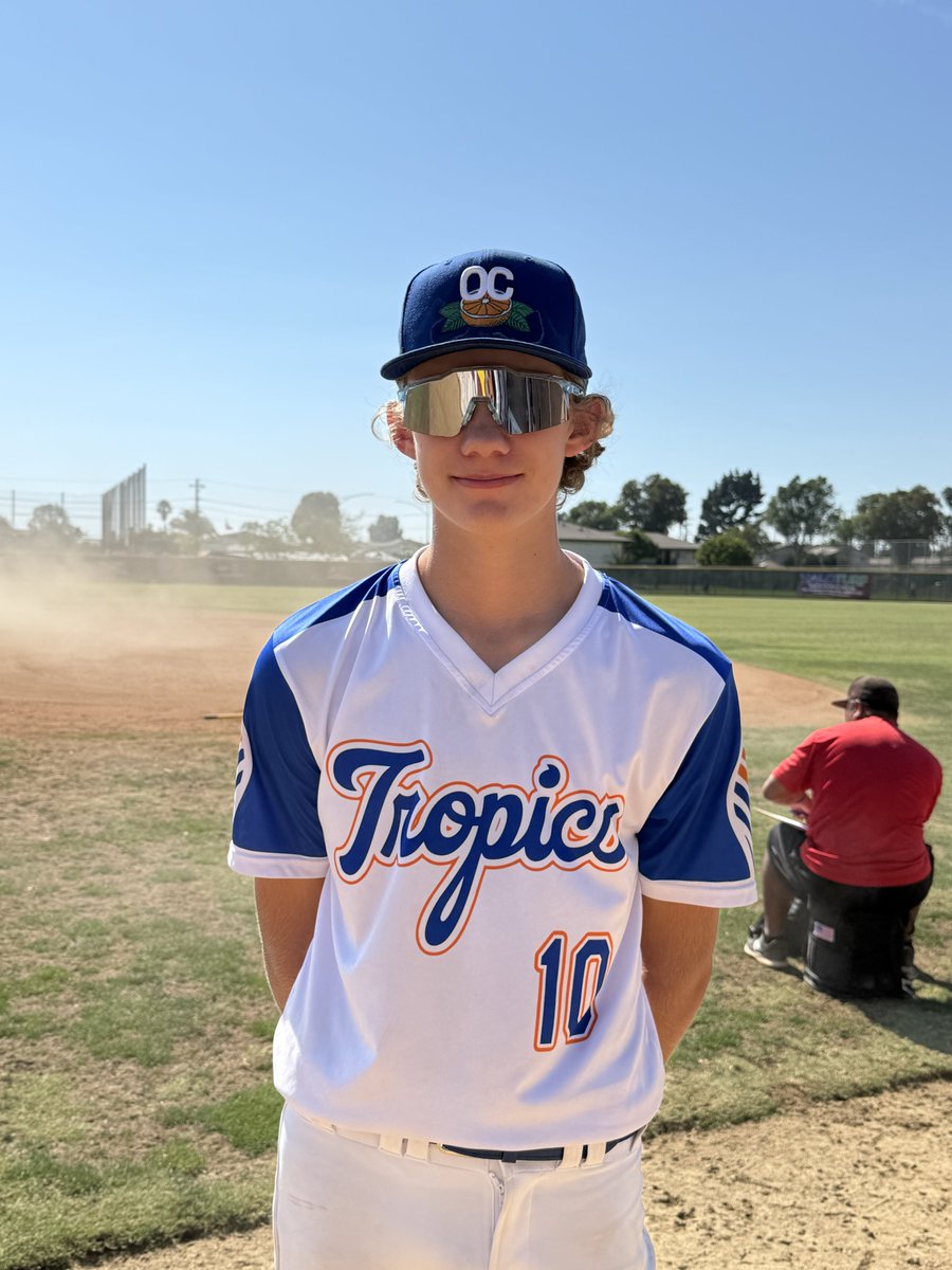 #FiveToolWestWS F: <a href="/_OC_Tropics/">Orange County Tropics</a> 28 9, SoCal Birds 2028 1
PoG: <a href="/jaksonrbarr1/">Jakson Barr</a> 3-3, 2B, RBI, R | 3 IP, 4K