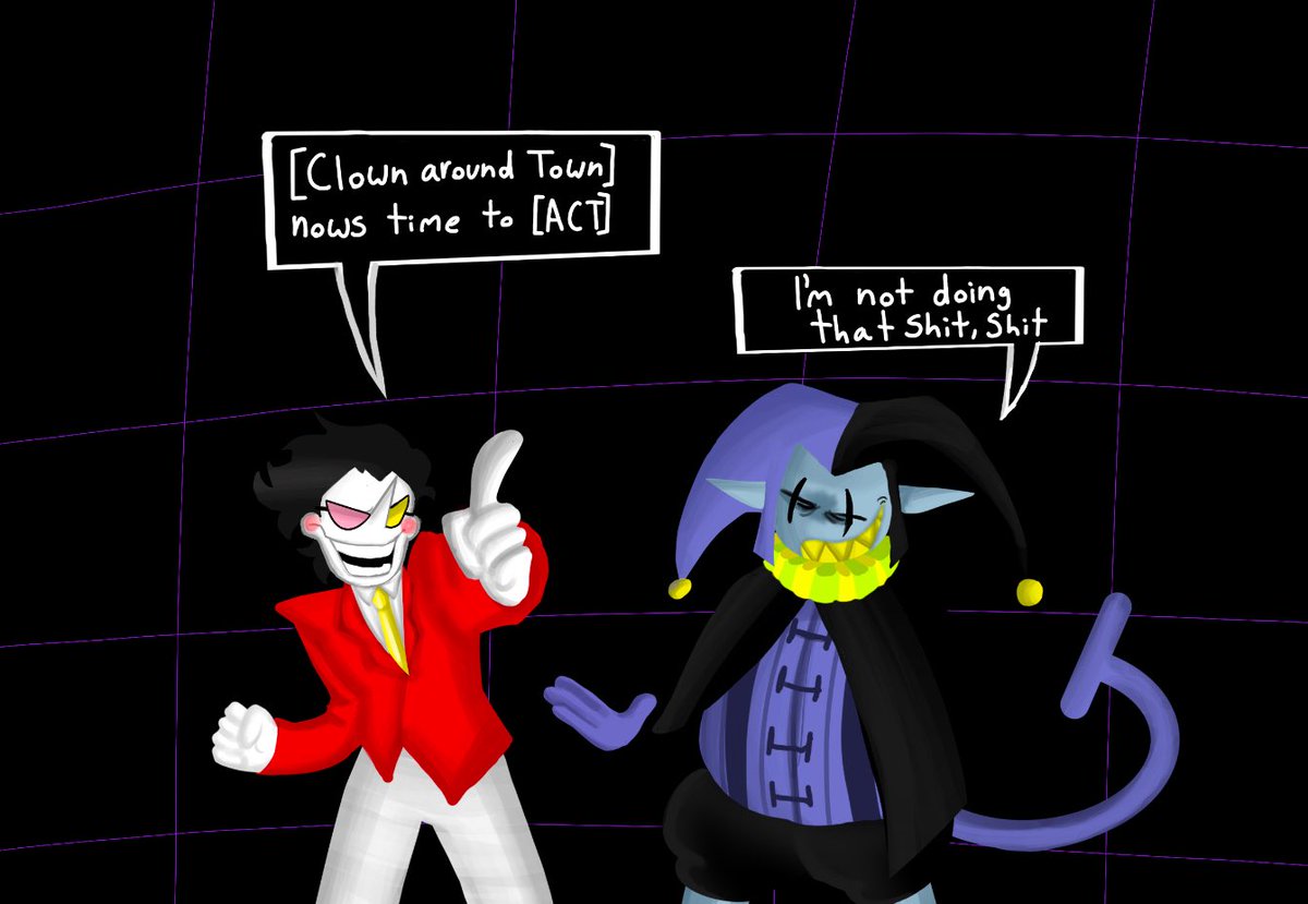 HaIfapers0n's tweet image. Spamton would NOT be a good team leader
false prophet AU by: @aaaaaron122 
#deltarune #falseprophet #spamton #jevil
