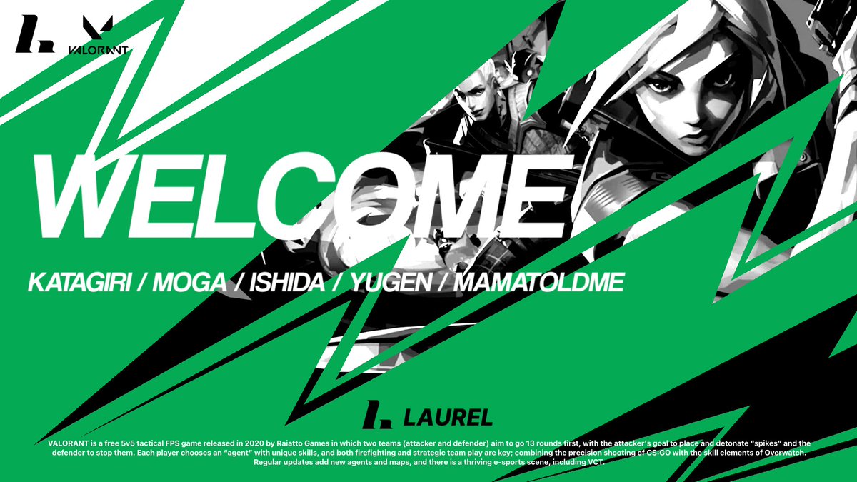 🌿LAUREL VALORANT部門 選手加入🌿

この度、LAURELに新たな選手が加入しました。

🌱 KATAGIRI <a href="/katagiri_vl/">katagiri</a>
🌱MOGA <a href="/SubeSubeCrabvl/">MOGA</a>
🌱ISHIDA <a href="/ISHIDASANYO/">石田</a>
🌱YUGEN <a href="/Ganoranger/">Yugen</a>
🌱MAMATOLDME <a href="/BaliwpatingTwit/">Mamatoldme</a>

よろしくお願いします！

#LRWIN #VALORANT #ESPORTS #広島