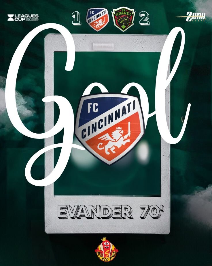Zona Brava MX (@zonabravamx) on Twitter photo ⚽️ Gol de <a href="/fccincinnati/">FC Cincinnati</a>
71' | Evander (#10) armó la jugada desde los linderos del área y sacó un disparo cruzado de media distancia que sorprendió a Jurado. Cincinnati descuenta: 2-1.
#ZonaBravaInforma #ContigoMásBravos #JuarezEsElNumberOne #FCJuárez #LeaguesCup ⚽️ Gol de <a href="/fccincinnati/">FC Cincinnati</a>
71' | Evander (#10) armó la jugada desde los linderos del área y sacó un disparo cruzado de media distancia que sorprendió a Jurado. Cincinnati descuenta: 2-1.
#ZonaBravaInforma #ContigoMásBravos #JuarezEsElNumberOne #FCJuárez #LeaguesCup