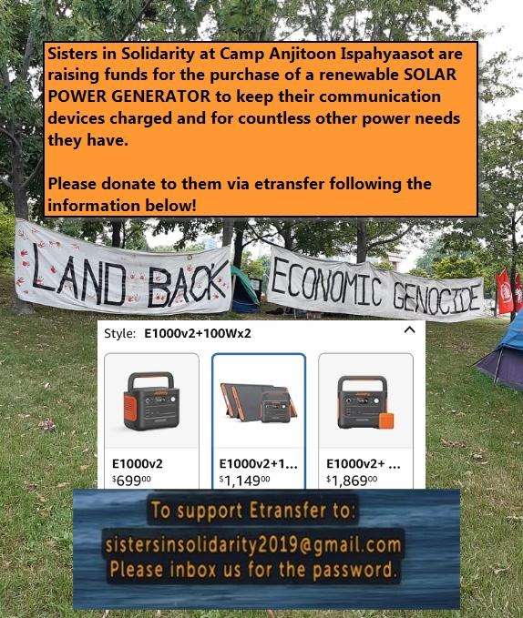 FellowTravellrs's tweet photo. Fellow Travellers is working with the Sisters in Solidarity at Camp Anjitoon Ispahyaasot to help them raise money for a solar power generator for the camp. Please send them a few $$ if you can! ☺️💕 https://t.co/lt5r3SZYZy