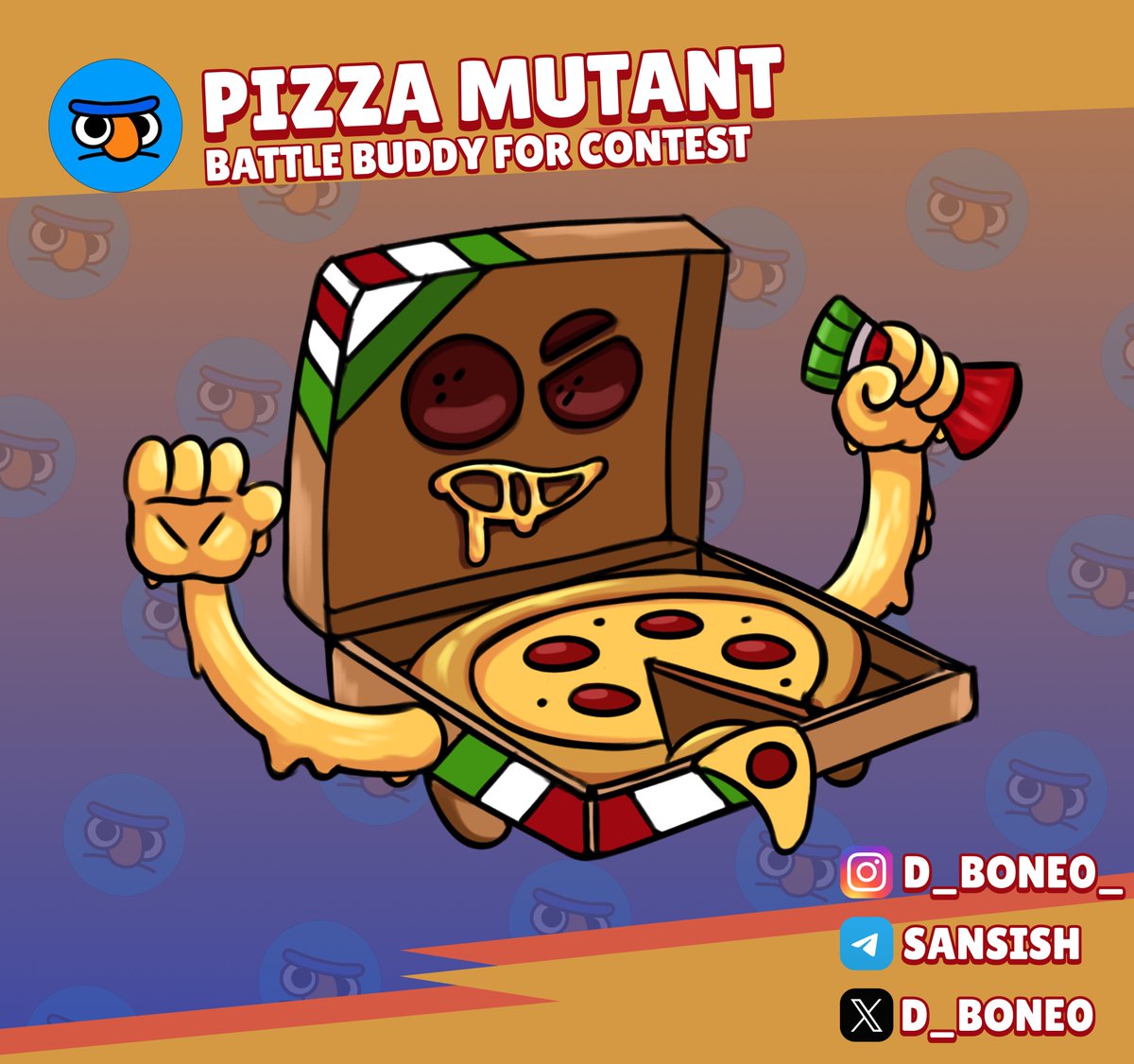 d_bone0's tweet photo. 🍕My Battle Buddy for @Carbon_Tie's Art Contest: Pizza Mutant
#BrawlStars https://t.co/6XR7BgHX1q