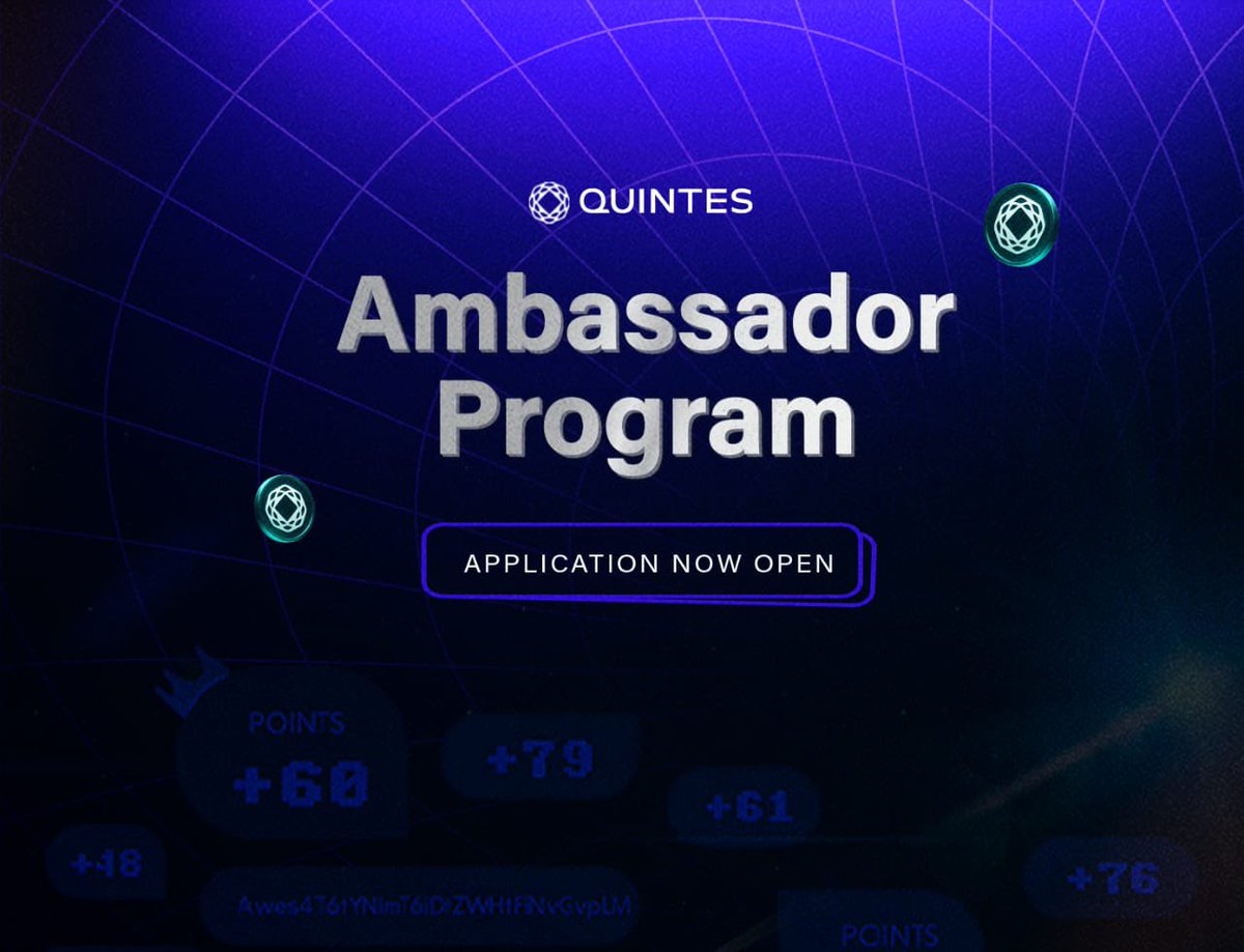 Treasureweb3's tweet image. Excited to announce that I’m joining the Quintes Ambassador Program!!!

Ready to contribute to the future of DeFi and help drive meaningful impact in Web3 alongside @Quintesorg.

Let’s build something powerful together.

#DeFiFuture #Quintes