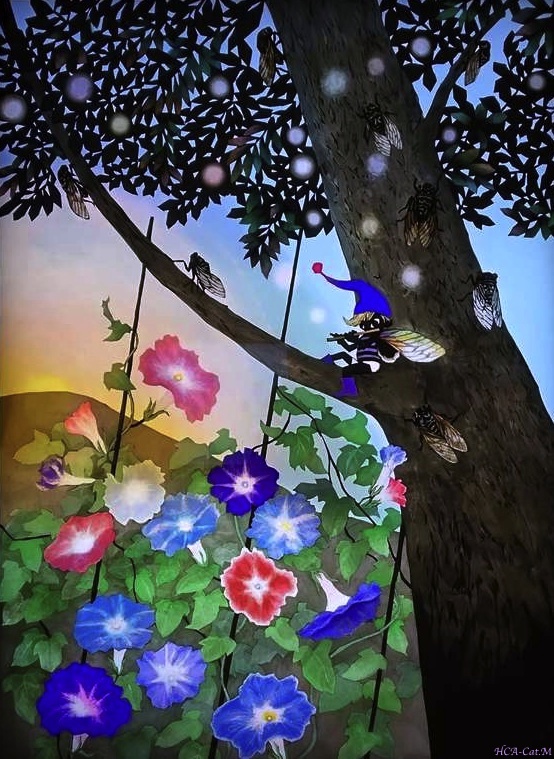 藤城清治先生 版画 朝顔 夏蝉 H.CrabApple-Cat.M. on X: