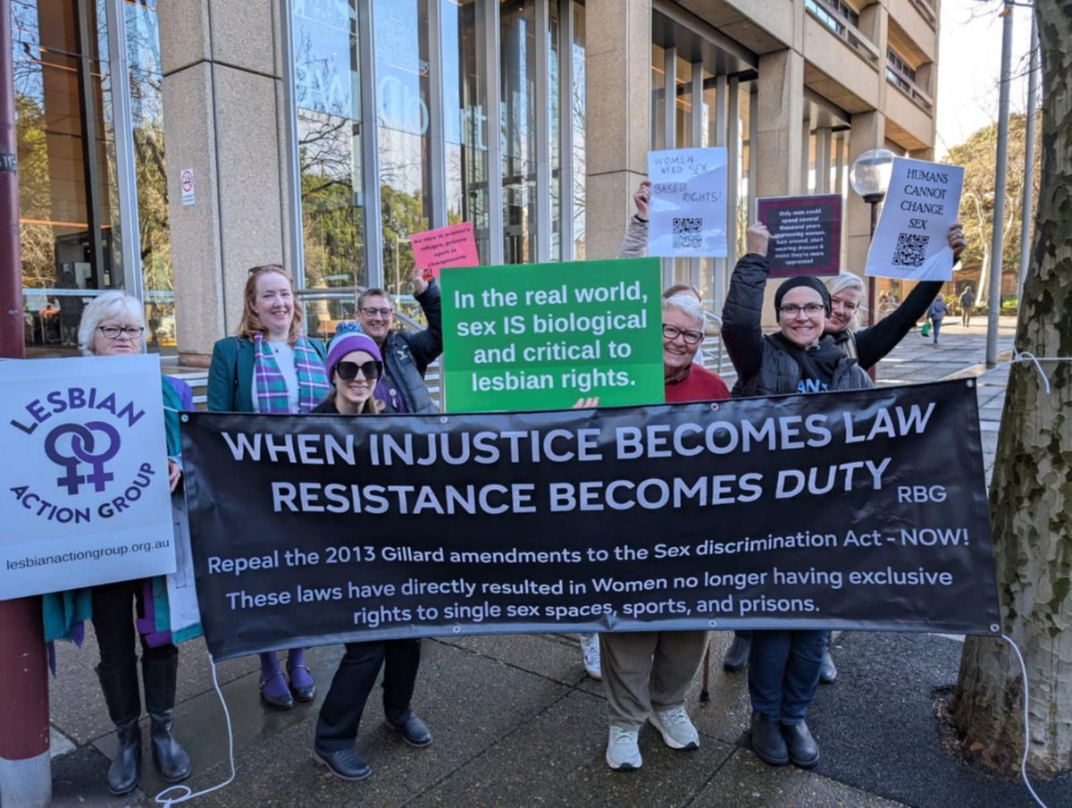 Women assemble in Sydney at the Federal Court in support of <a href="/salltweets/">Sall Grover</a>