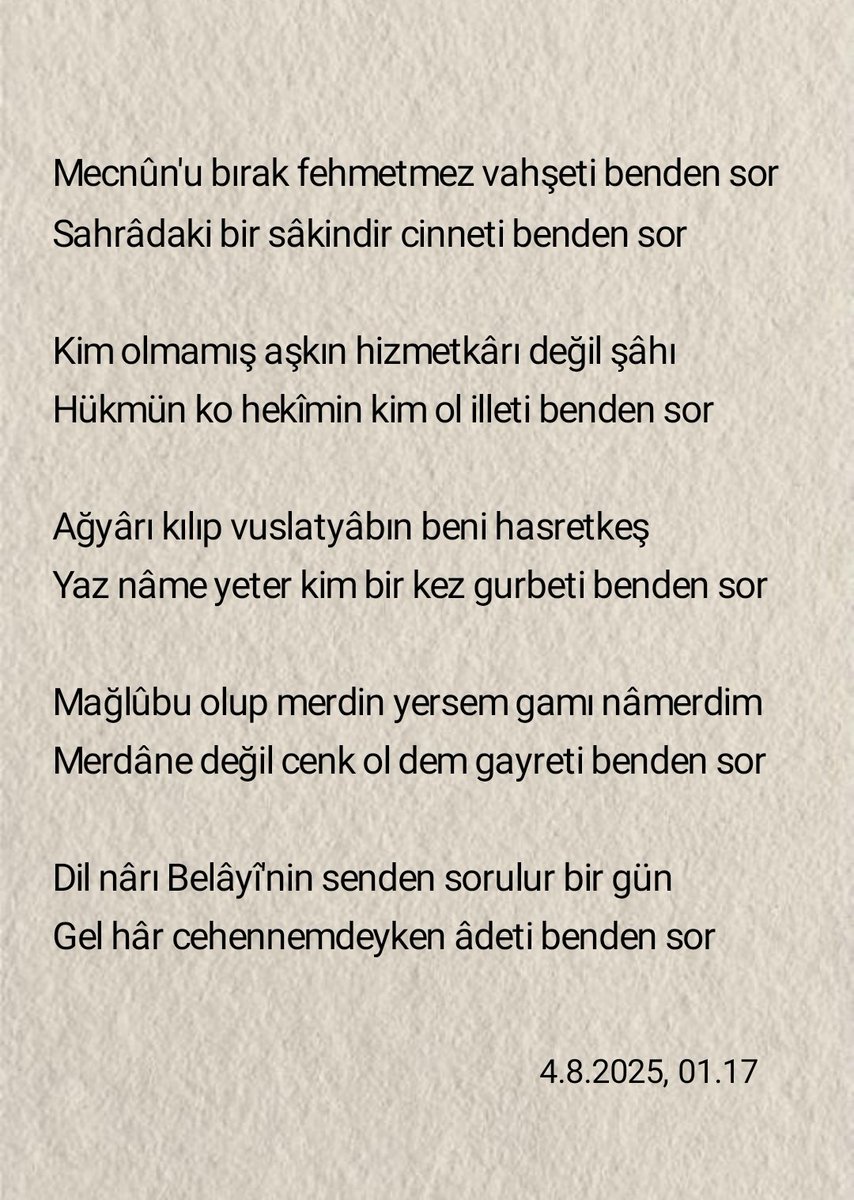 Benden sor gazeli
