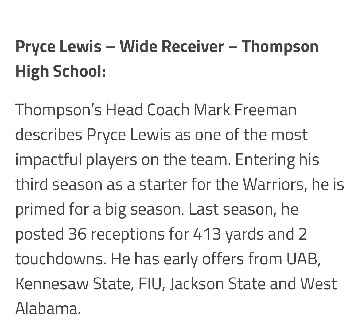 Pryce Lewis 3āļø (@prycelewis8) on Twitter photo Appreciate the write up!!š„ <a href="/ScoutFball/">Larry Rudolph</a>
SEASON READY!! <a href="/coachmarkf/">Mark Freeman</a> <a href="/TDARecruiting/">Touchdown Alabama Recruiting</a> <a href="/WARRIORNATION20/">Thompson Football</a> <a href="/RecruitWarriors/">Thompson Recruiting</a> <a href="/AL7AFootball/">Alabama7AFootball</a> <a href="/HallTechSports1/">Hall-Tech Sports</a> Appreciate the write up!!š„ <a href="/ScoutFball/">Larry Rudolph</a>
SEASON READY!! <a href="/coachmarkf/">Mark Freeman</a> <a href="/TDARecruiting/">Touchdown Alabama Recruiting</a> <a href="/WARRIORNATION20/">Thompson Football</a> <a href="/RecruitWarriors/">Thompson Recruiting</a> <a href="/AL7AFootball/">Alabama7AFootball</a> <a href="/HallTechSports1/">Hall-Tech Sports</a>