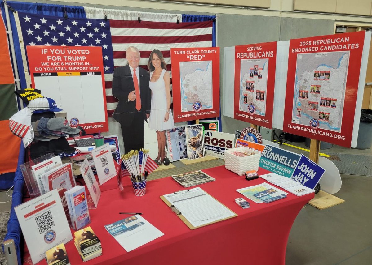 🇺🇸 Stop by the Clark County Republican Party booth at the fair! 🎪

Now through August 10, come say hello, grab some swag, and learn more about the candidates running for the Clark County Charter Review Commission. 🗳️

Stay informed!
