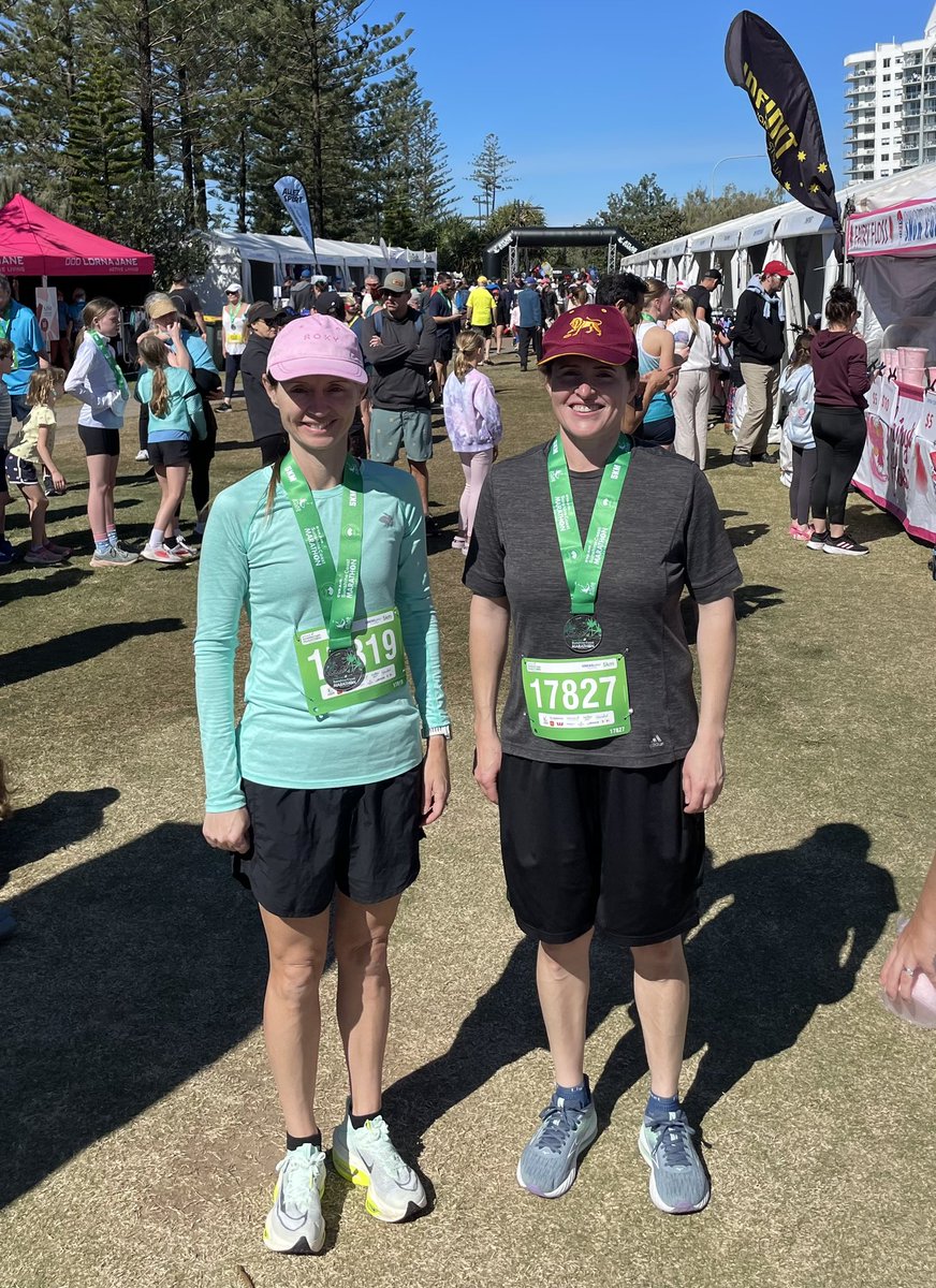RebeccaJFanning's tweet photo. Perfect running weather for the Sunshine Coast Marathon Festival yesterday!

I ran the 5km in a time of 28:05. 😊

Thank you to Fitstop Morayfield for all the recent training! We started a new 6-week challenge on the weekend that will take us up to the Bridge to Brisbane.

My sister Kathryn ran the 5km in a time of 21:50 and came 2nd in our age group!

(Kathryn trains by running 50 kilometres each week. 🥵)