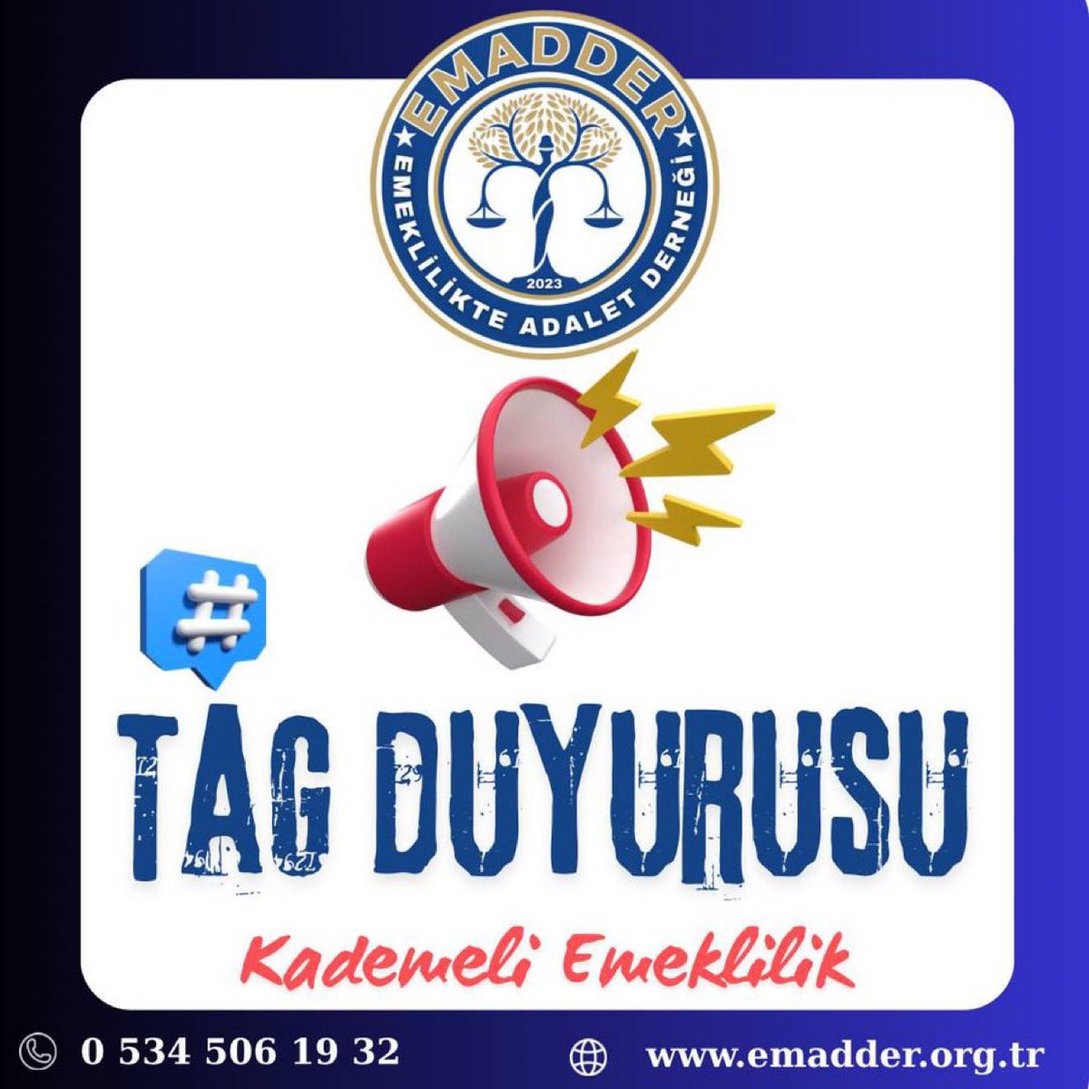 📣📣 YENİ TAG 📣📣

👇👇👇👇👇👇👇👇
#KademeHakkınıVerin

8 Eylül 1999’da işe giren emekli olurken,
9 Eylül 1999’da işe giren 17-20 yıl geç emekli oluyorsa
bu adalet değil, zulümdür!

Yıllarca alın teri döken, ülkesine hizmet eden milyonlar,
sadece bir tarih yüzünden yok