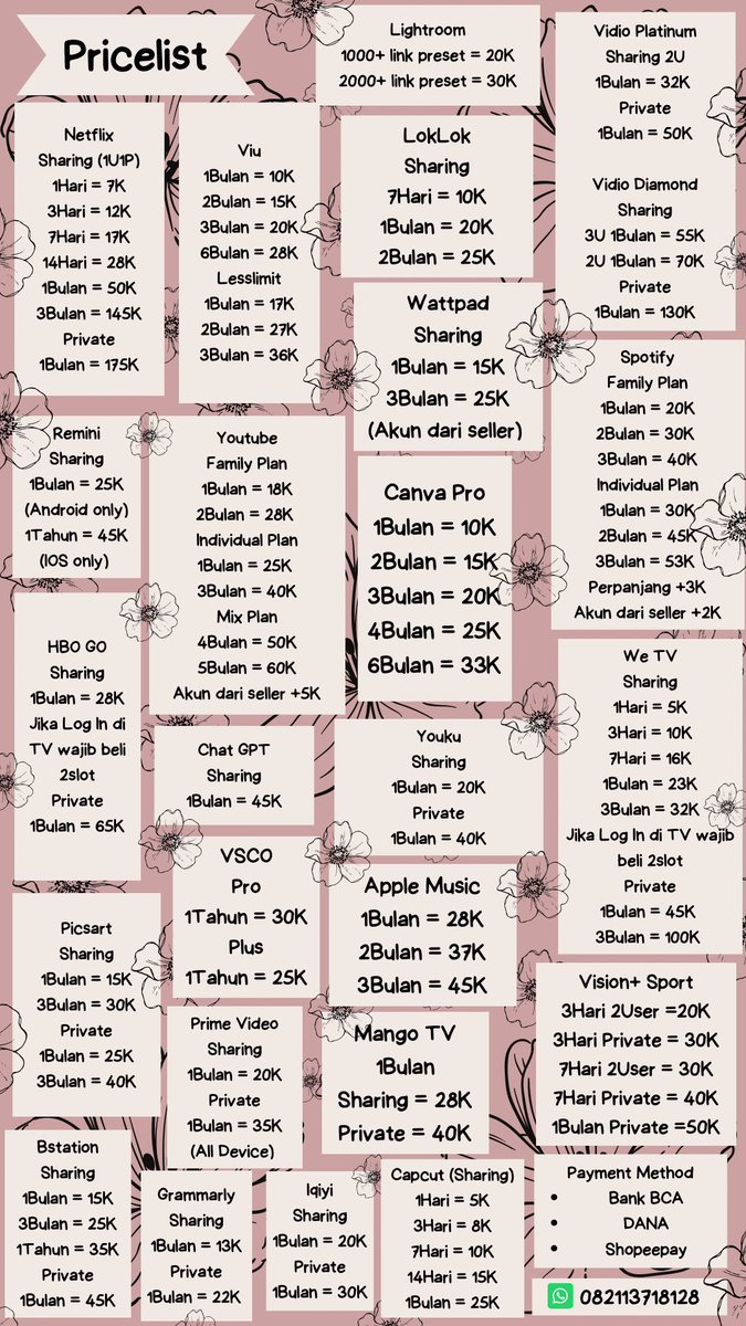 hiitsoydisapps's tweet photo. Yang mau netflix chat aja ya https://t.co/ybpr4zrKTS
#wtb #wts #zonauang #zonajajan #zonaBU #netflix #netflixmurah #jualnetflix #jualnetflixmurah #spotify #spotifypremium #applemusic #applemusicpremium #youtubepremium #vsco #wattpadpremium #loklok #loklokpremium #capcut https://t.co/SJBNQGw0Sv