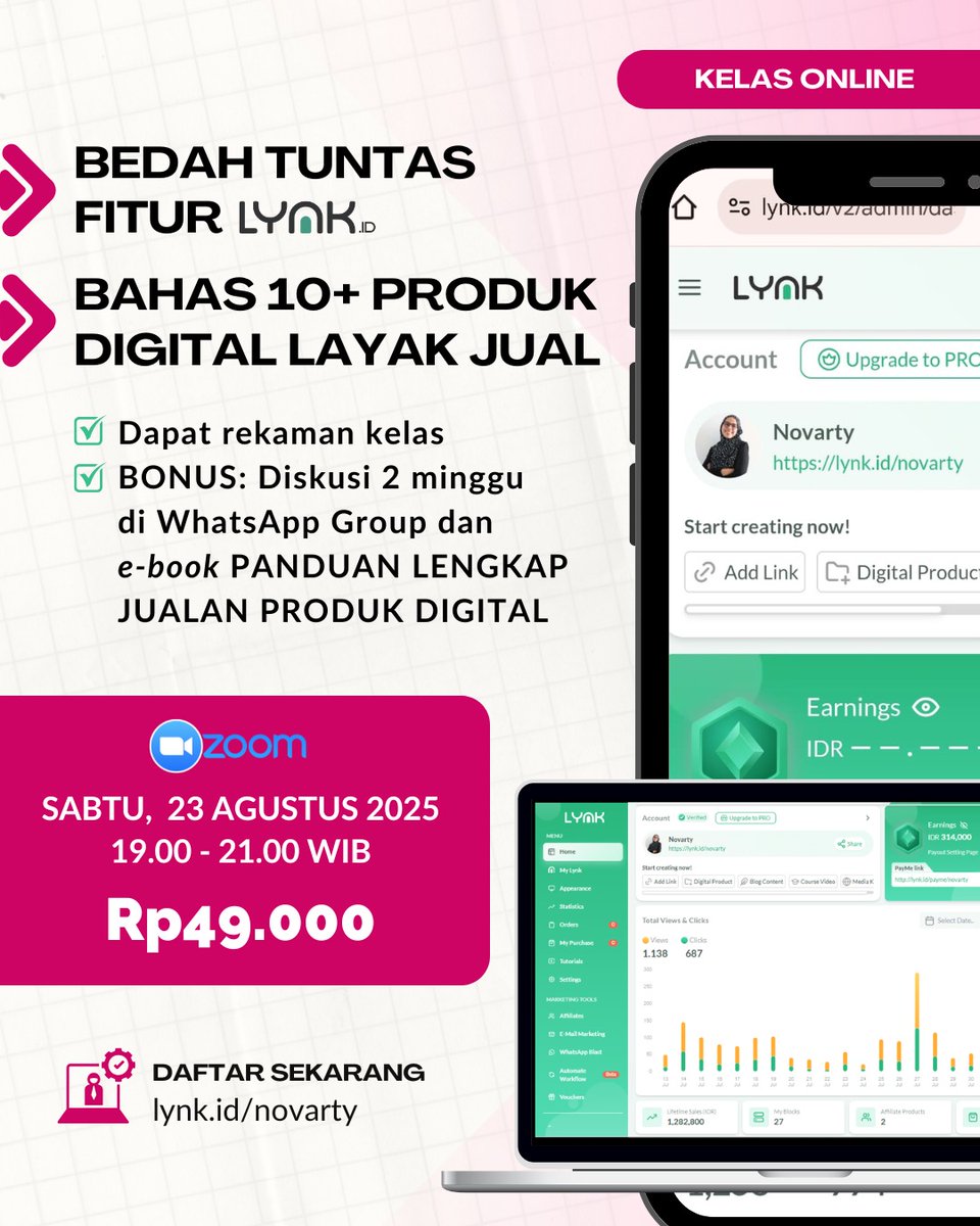 Bedah Tuntas Fitur Lynk.id dan 10+ Produk Digital Layak Jual!

LINK PENDAFTARAN:
lynk.id/novarty/dq9ny5…

Sampai jumpa di kelas 😉