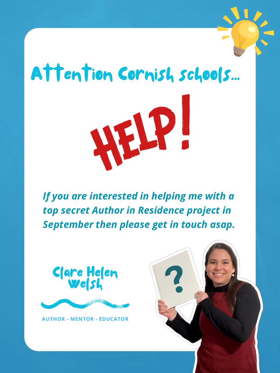 📣 Calling Cornish primary schools! 📣

I'm inviting a small number of primary schools across Cornwall to be part of a special book project.

If your school is open to a visit in the week of 8-11th September, I'd love to hear from you!