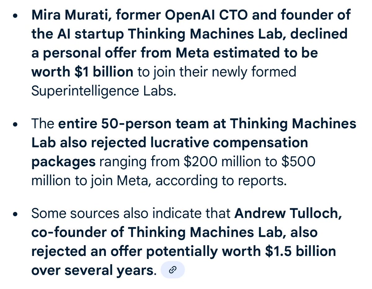 Imagine turning down a $1 billion job offer from $META 🤯