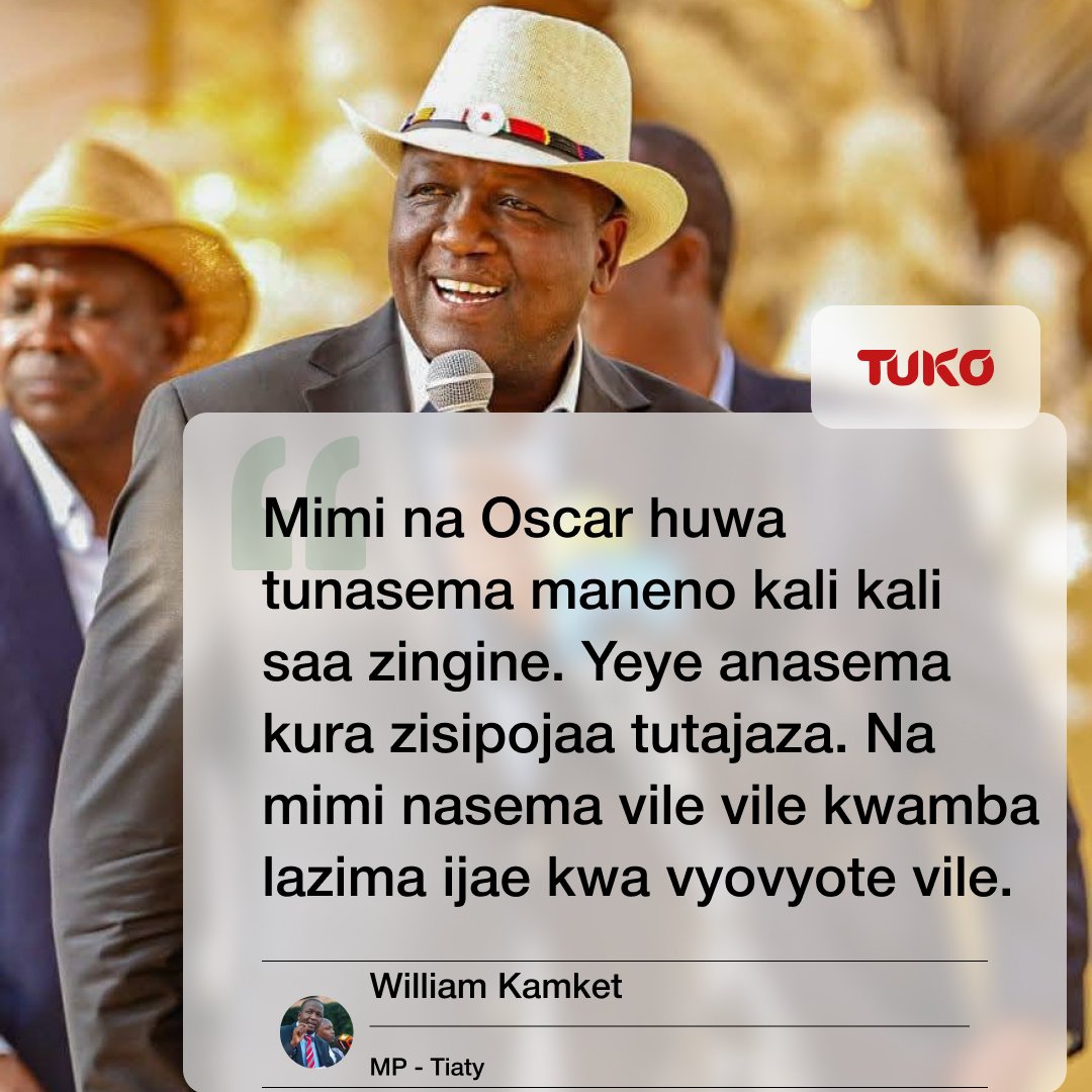 William Kamket, MP Tiaty, unakosea Wakenya heshima, nasi Sasa wacha tukukosee heshima 

First ulisema you'll bring Pokot bandits to Maandamano, tukanyamaza

Now you are bragging about rigging. Recipe for genocide 

Your Wife Immaculate Kassait is the Data Commissioner IEBC who