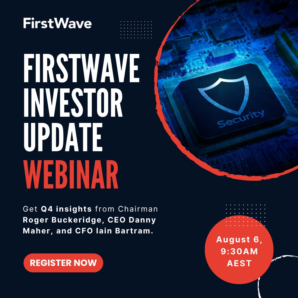 Firstwave ASX:FCT (@firstwave_fct) on Twitter photo Following the release of its Q4 FY25 Activity Report and Appendix 4C, FirstWave Cloud Technology (#ASX: $FCT) is hosting a live investor webinar to walk through key highlights and answer your questions.
Hear directly from:
✅ Roger Buckeridge – Chairman
✅ Danny Maher – Managing Following the release of its Q4 FY25 Activity Report and Appendix 4C, FirstWave Cloud Technology (#ASX: $FCT) is hosting a live investor webinar to walk through key highlights and answer your questions.
Hear directly from:
✅ Roger Buckeridge – Chairman
✅ Danny Maher – Managing
