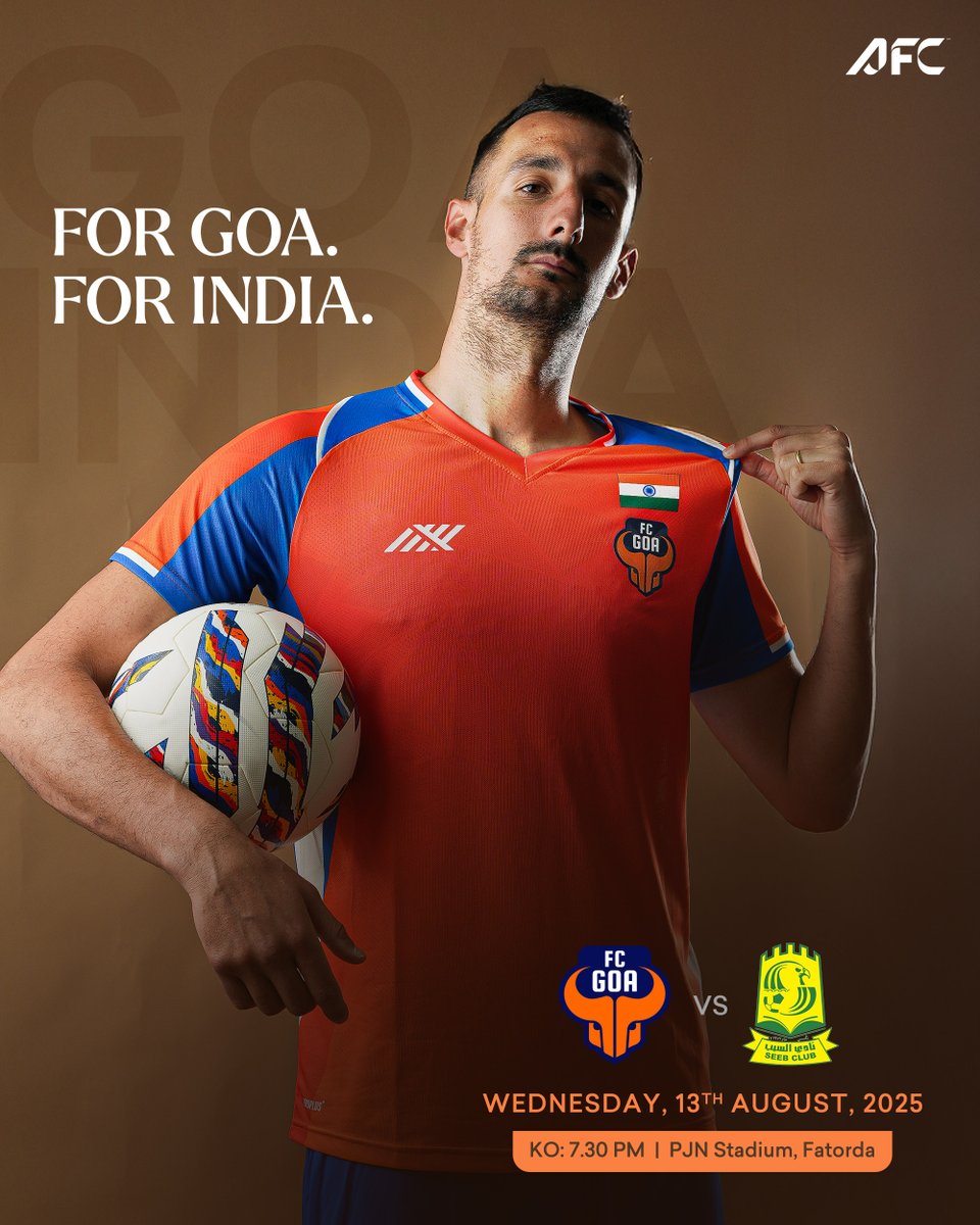 FCGoaOfficial's tweet photo. It’s all going down at the Fortress next week and we need 𝐲𝐨𝐮 to help push us across the line! 🏟🎇

Asian Football is back at the Fatorda, book your seat to our AFC Champions League 2 qualifier vs Al Seeb:
https://t.co/5RR1bFrwXX https://t.co/MEtkNk0kea