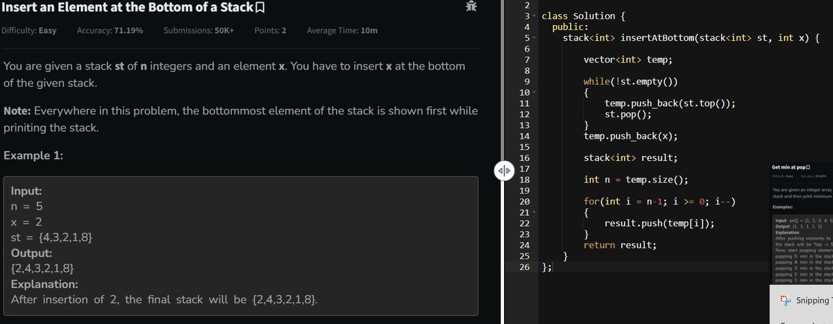 RajatJadon_'s tweet image. 5 Easy GFG Questions โ All About Practice
Make the Array Beautiful
Insert an Element at Bottom of Stack
String Manipulation
Get Min at Pop
Print Bracket Number
Not every question is hard โ but every one matters.
#GFG #PracticeMode #CodingGrind #DSA