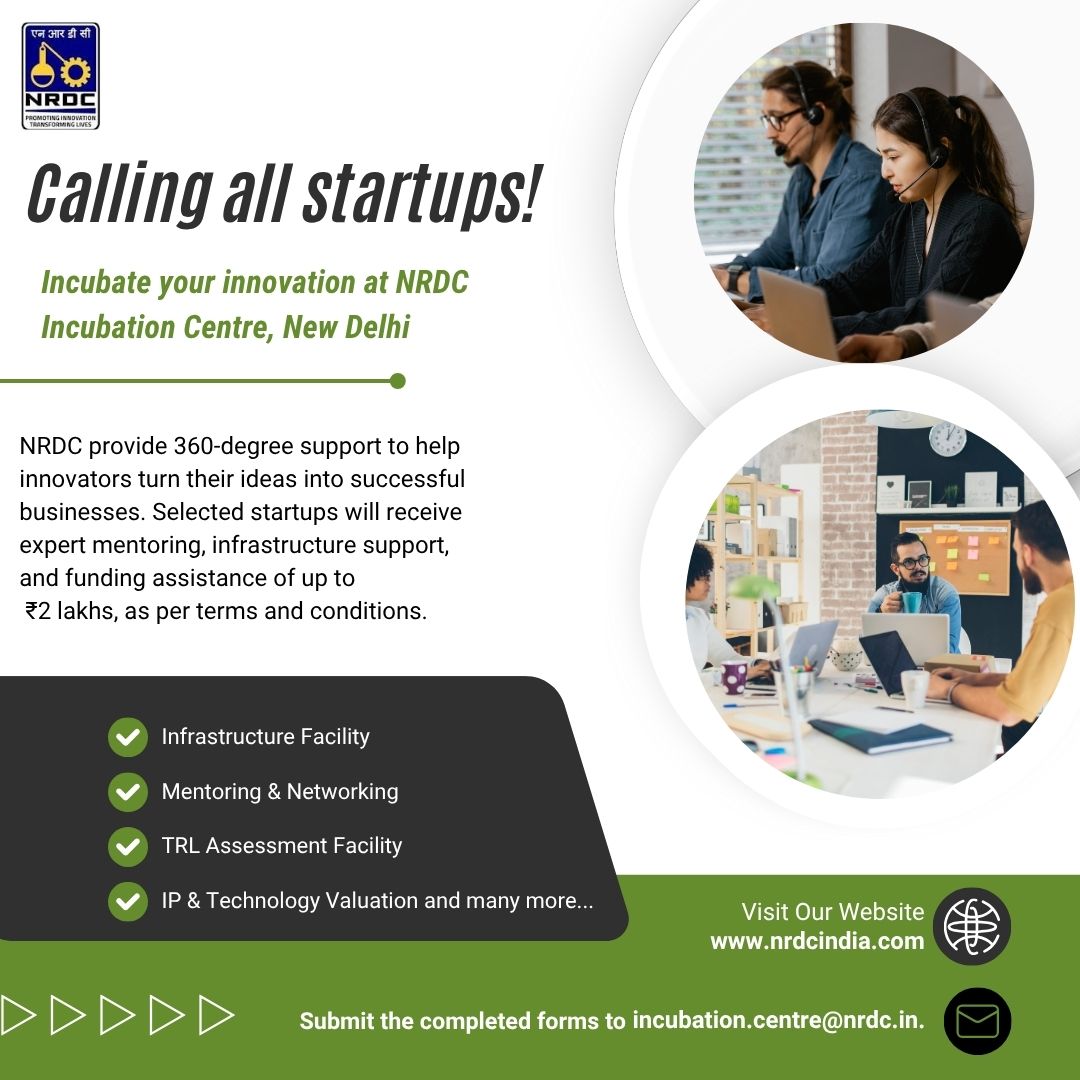 National Research Development Corporation (NRDC) (@nrdcindia1953) on Twitter photo NRDC is inviting applications from innovative startups to incubate in its Incubation Centre at New Delhi. It offers comprehensive 360-degree support designed to assist startups in transforming their ideas into viable and scalable businesses. <a href="/startupindia/">Startup India</a> NRDC is inviting applications from innovative startups to incubate in its Incubation Centre at New Delhi. It offers comprehensive 360-degree support designed to assist startups in transforming their ideas into viable and scalable businesses. <a href="/startupindia/">Startup India</a>