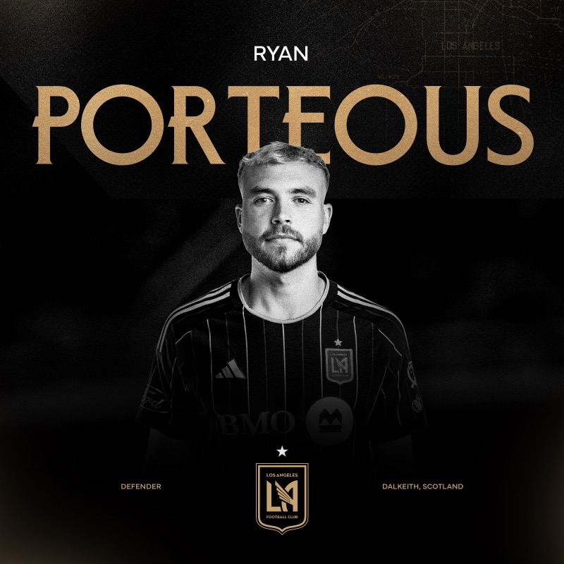 LAFC's tweet photo. Ryan Porteous is Black &amp; Gold.

📝 #LAFC acquires defender Ryan Porteous from English Club @WatfordFC.