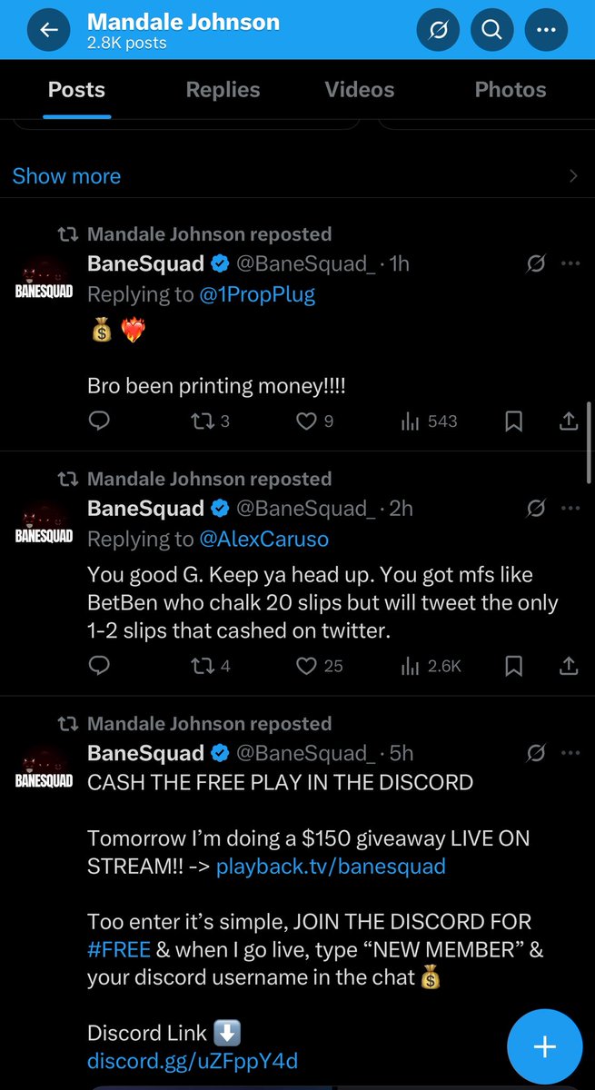 Random $50 giveaway to <a href="/Mandale916/">Mandale Johnson</a> ! All because he’s one of the few people who randomly be showing support to my platforms whether it’s threads, Instagram or Twitter. 💯

1 by 1, imma find my true supporters &amp; start blessing you guys via cashapp for showing support 💯 #BaneSquad