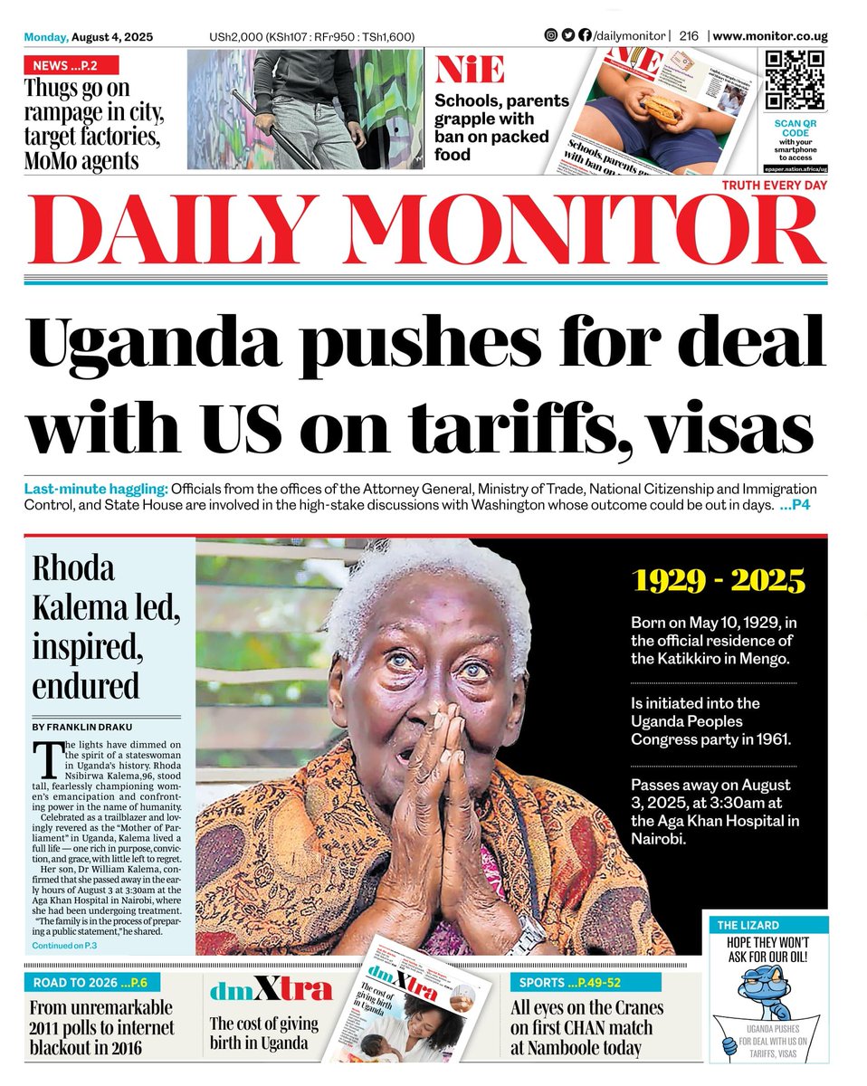 SpiceFM 89.9 Hoima (@spicefmhoima) on Twitter photo In Monday's PRESS REVIEW with <a href="/kanyesige/">Johnson Kanyesige</a>
Leading Headlines in the
<a href="/newvisionwire/">The New Vision</a> <a href="/DailyMonitor/">Daily Monitor</a>
Boy dies at Church, priest goes missing
Uganda pushes for deal with US on tariffs, visas
Rhoda Kalema led, inspired, endured.
Join the vibe this morning In Monday's PRESS REVIEW with <a href="/kanyesige/">Johnson Kanyesige</a>
Leading Headlines in the
<a href="/newvisionwire/">The New Vision</a> <a href="/DailyMonitor/">Daily Monitor</a>
Boy dies at Church, priest goes missing
Uganda pushes for deal with US on tariffs, visas
Rhoda Kalema led, inspired, endured.
Join the vibe this morning