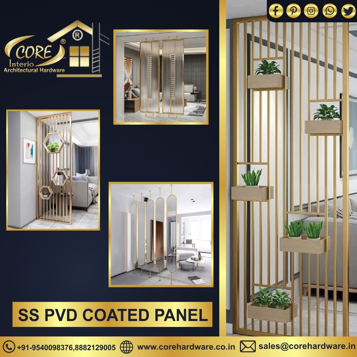 coreinterio's tweet image. Upgrade your interiors with Core’s SS PVD Coated Panels – sleek, durable, and stylish.
Perfect for modern partitions &amp;amp; décor.

#SSPVDPanel #LuxuryInteriors #CoreInterio #ArchitecturalHardware #InteriorDesign #PartitionDesign #ModernSpaces #HomeDecor #OfficeInteriors #MadeInIndia